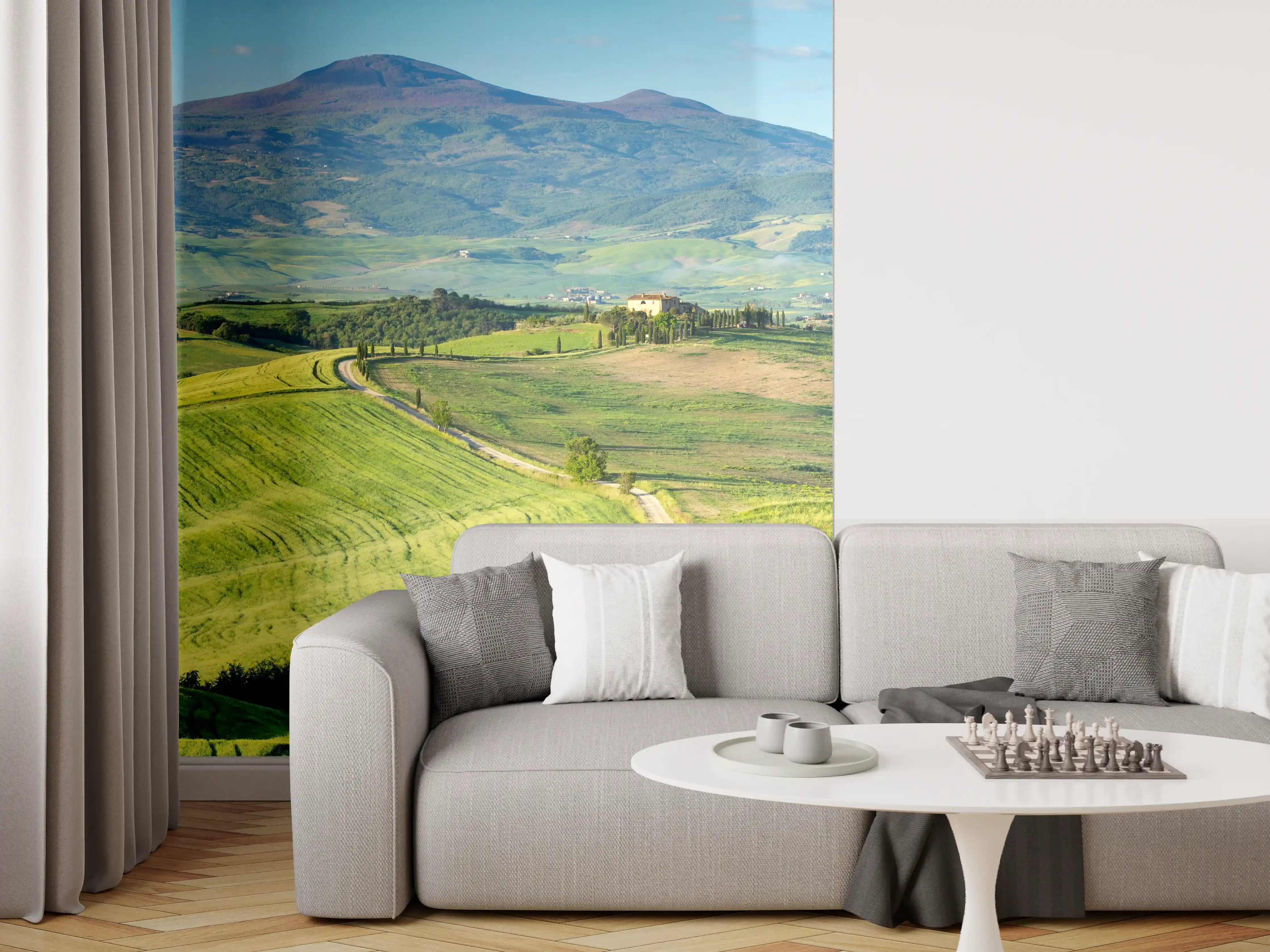 Wandverkleidung Wohnzimmer - Toskana Hügel Panorama