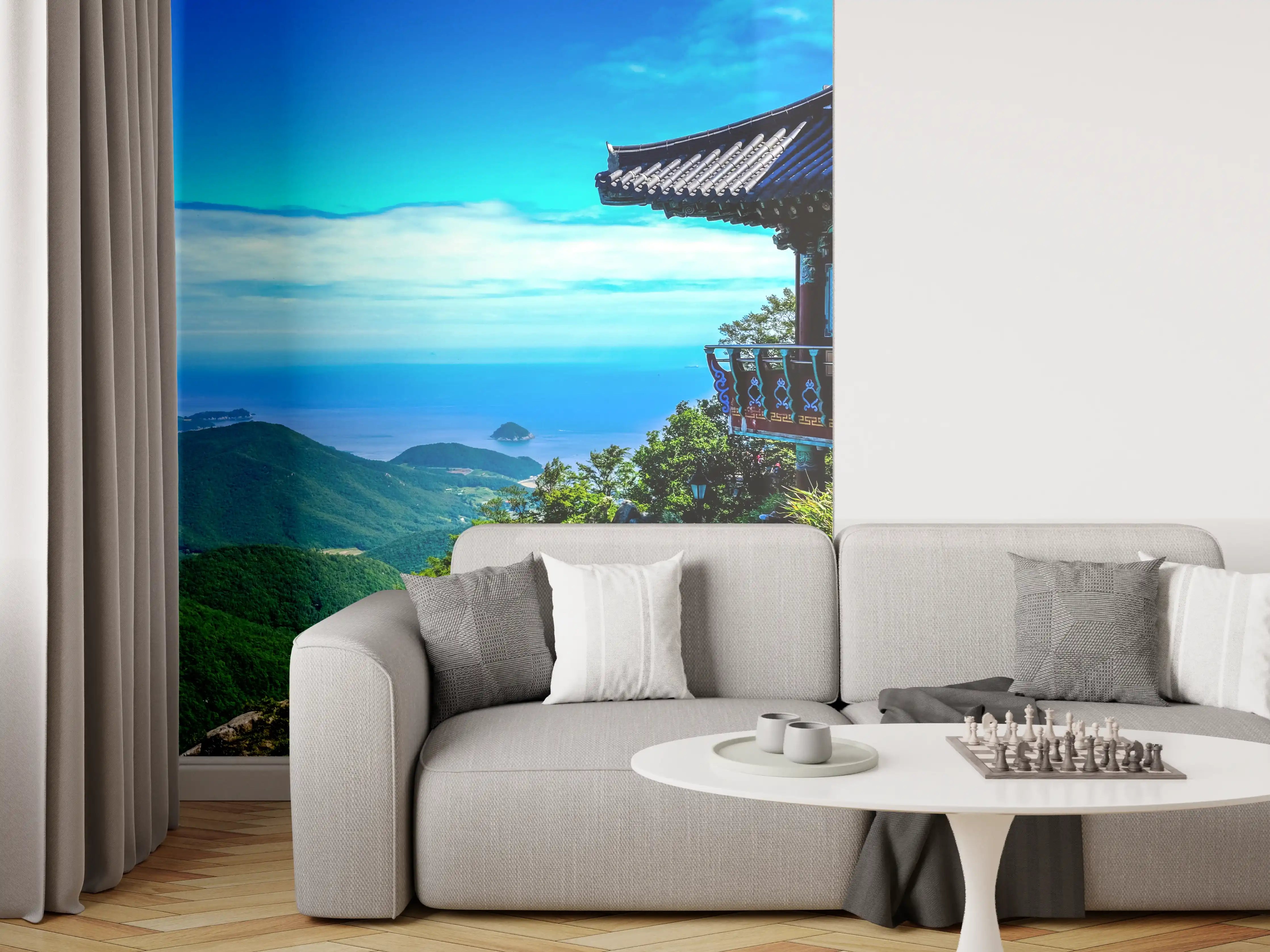 Wandverkleidung Wohnzimmer - Traditionelle koreanische Tempel inmitten der Natur