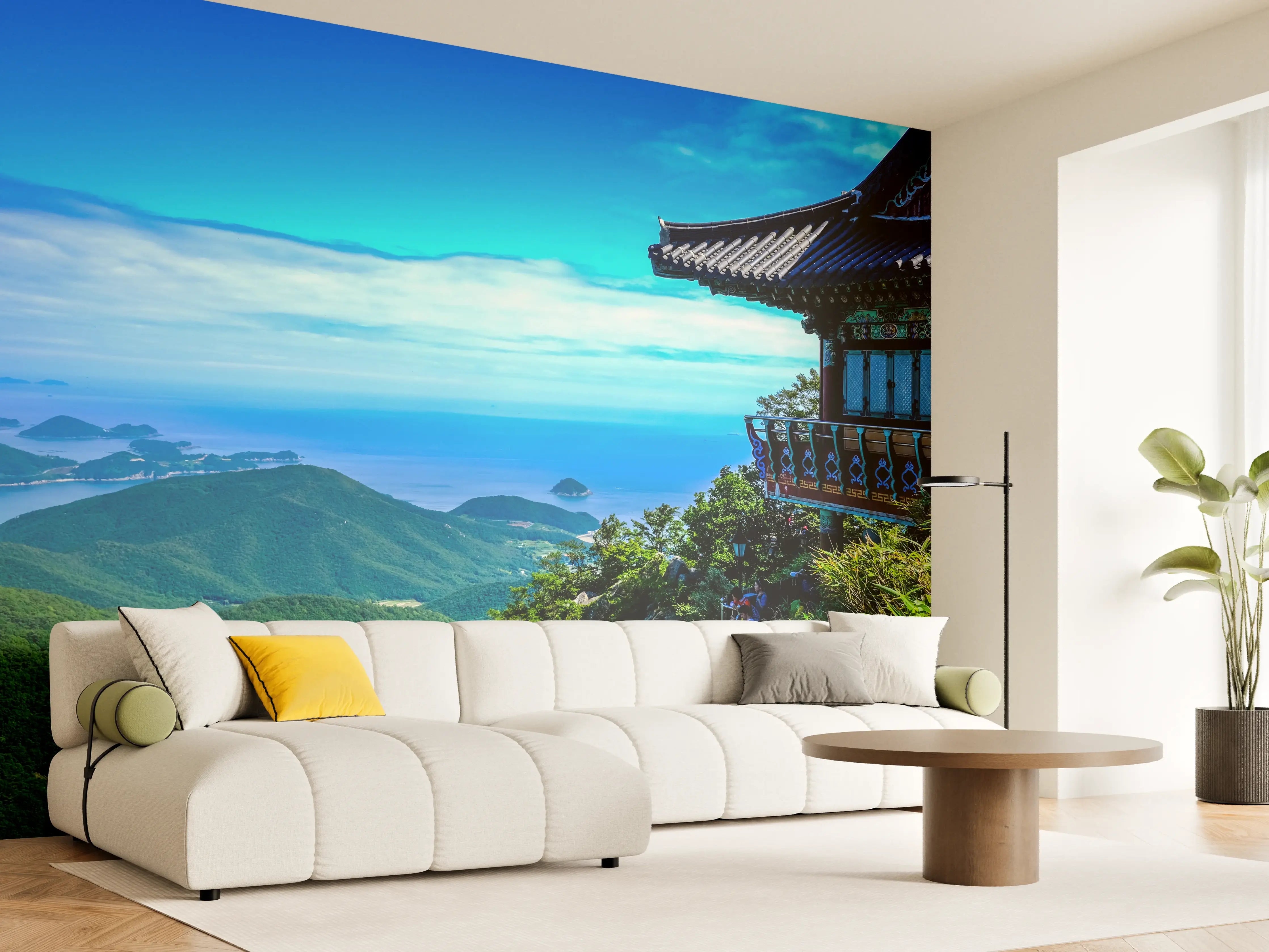Wandverkleidung Wohnzimmer - Traditionelle koreanische Tempel inmitten der Natur