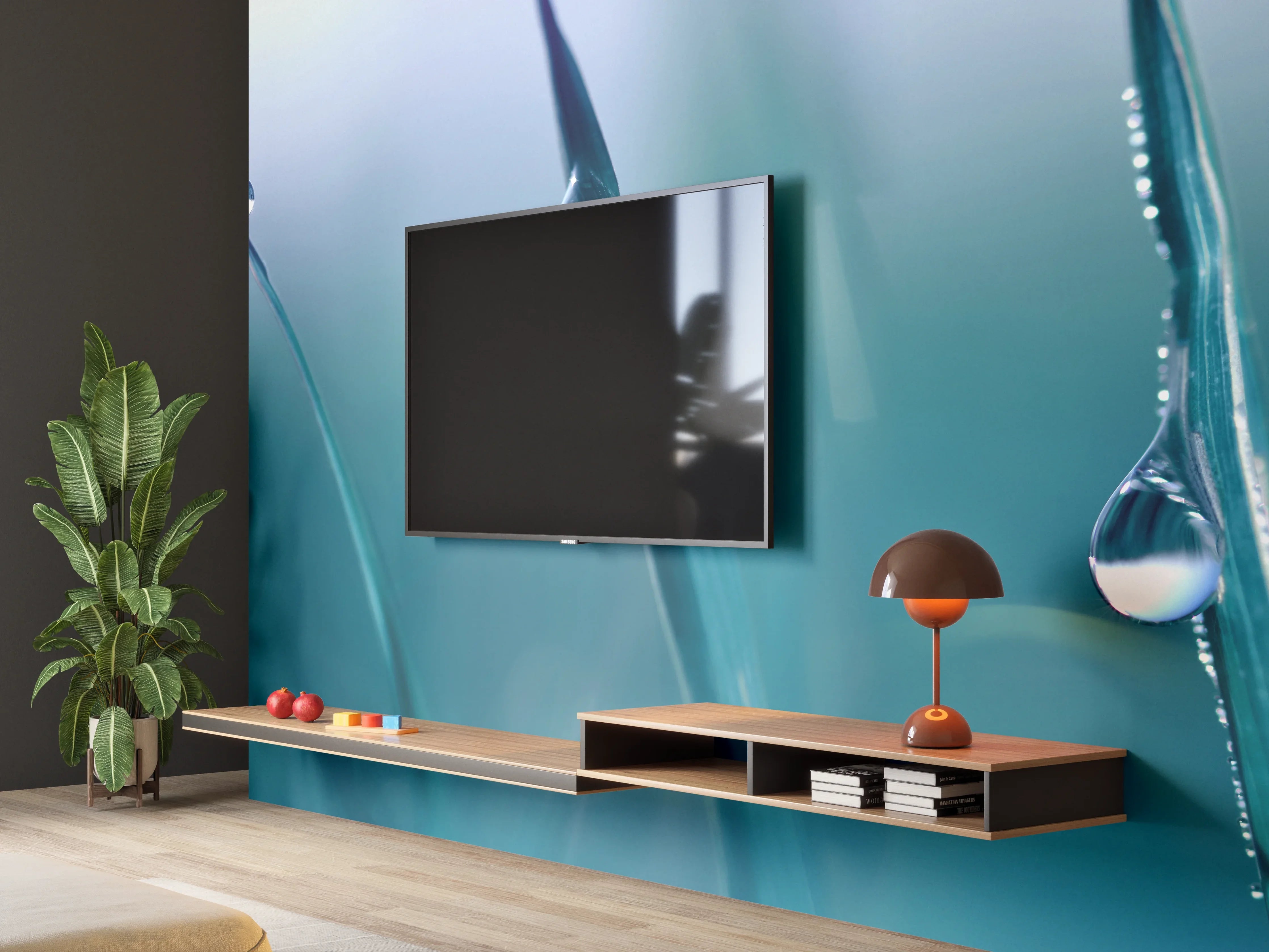 Wandverkleidung Wohnzimmer - Transparente Tautropfen