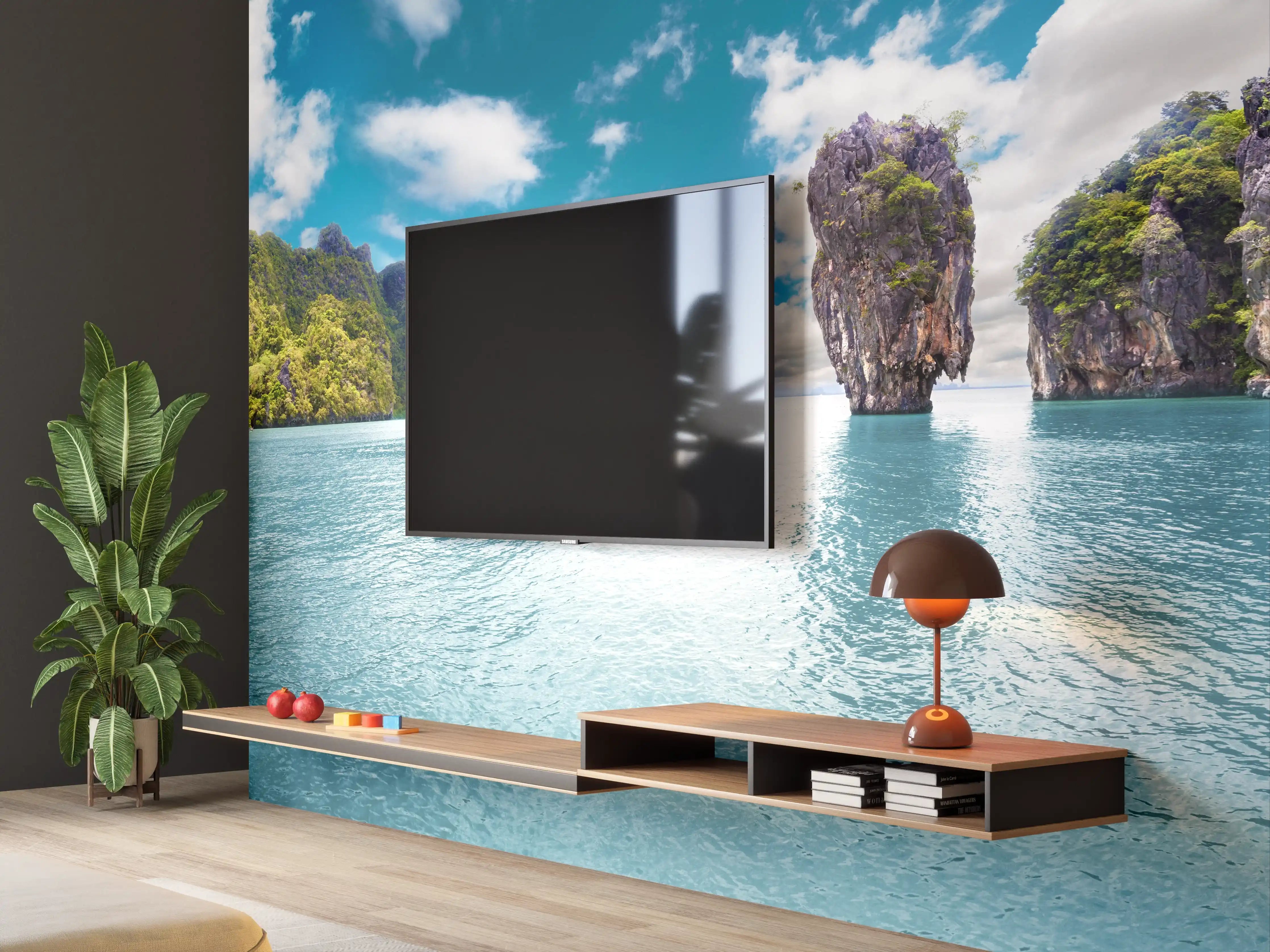 Wandverkleidung Wohnzimmer - Traumhafte Inselkulisse in Thailand