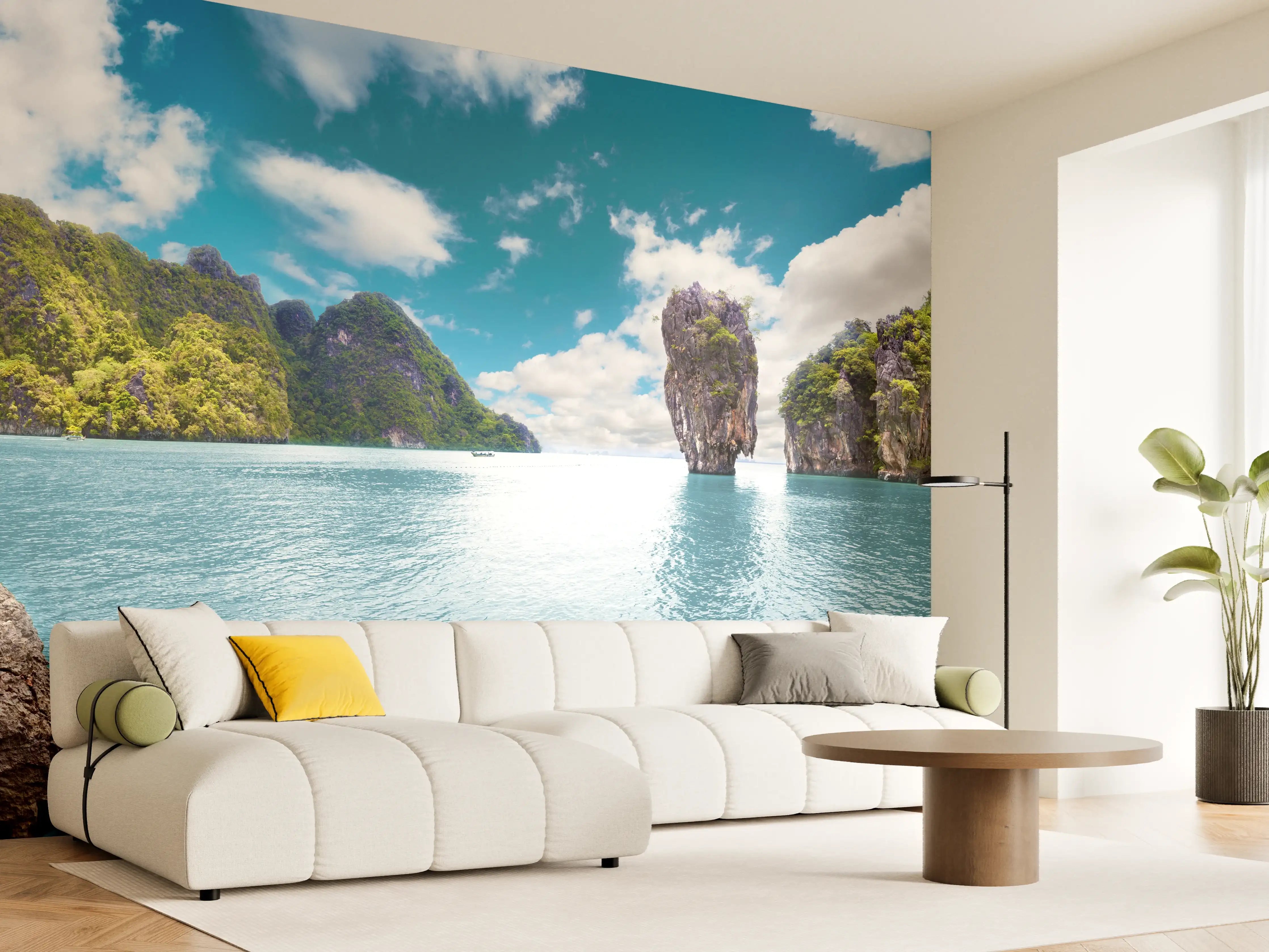 Wandverkleidung Wohnzimmer - Traumhafte Inselkulisse in Thailand