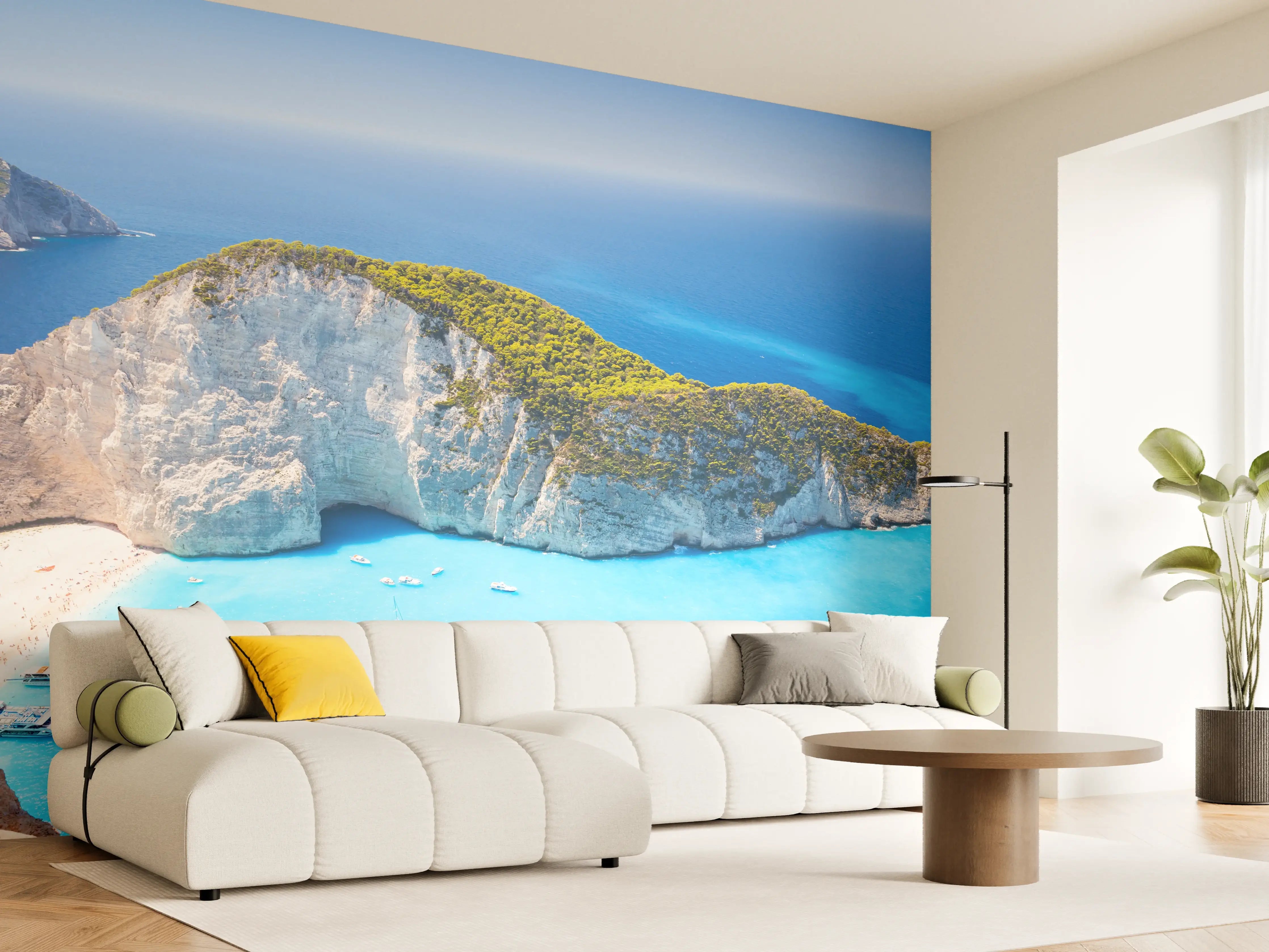 Wandverkleidung Wohnzimmer - Traumhafte Küstenlandschaft mit türkisfarbenem Wasser