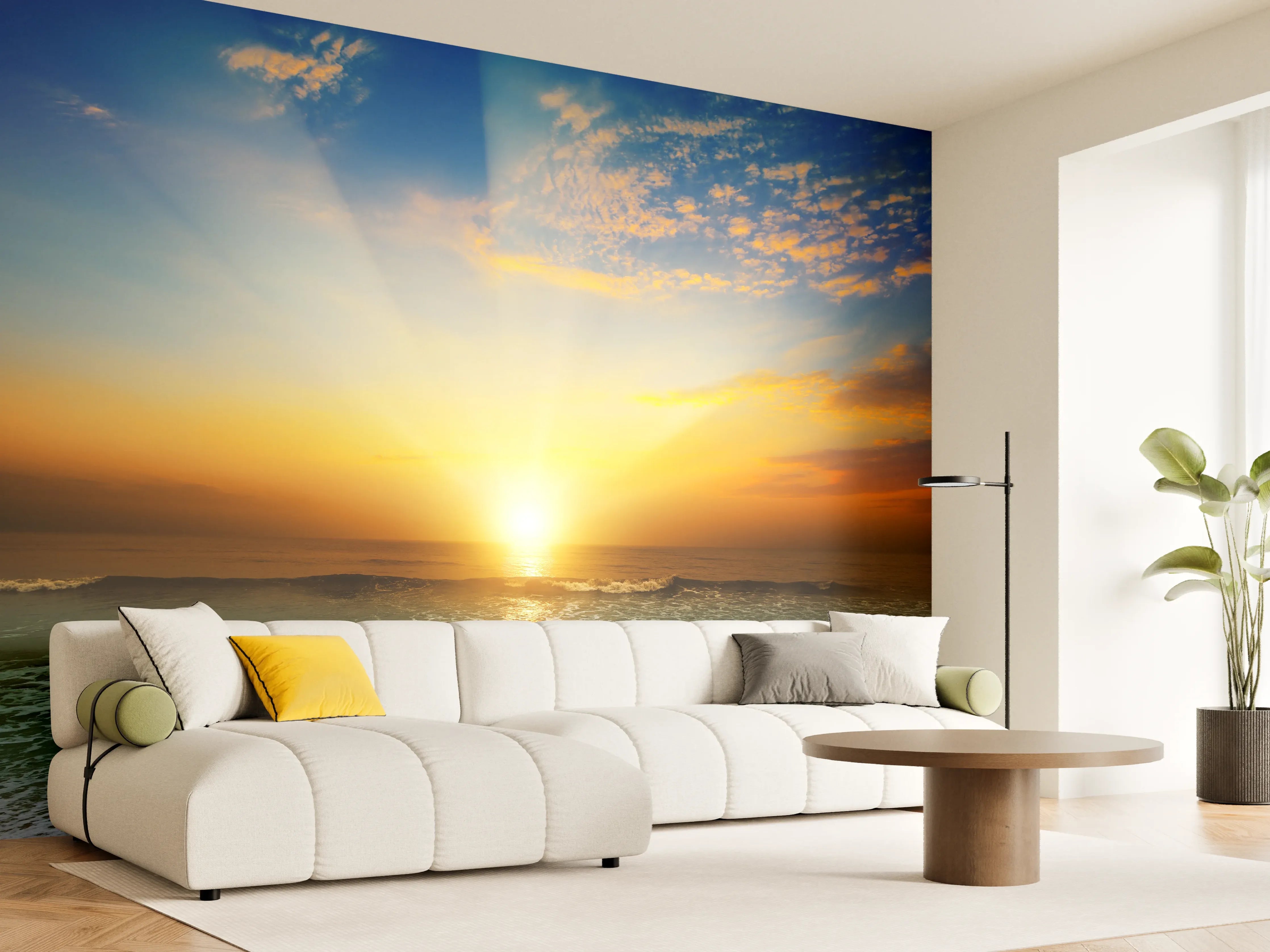 Wandverkleidung Wohnzimmer - Traumhafte Sonnenuntergangs-Szene am Meer