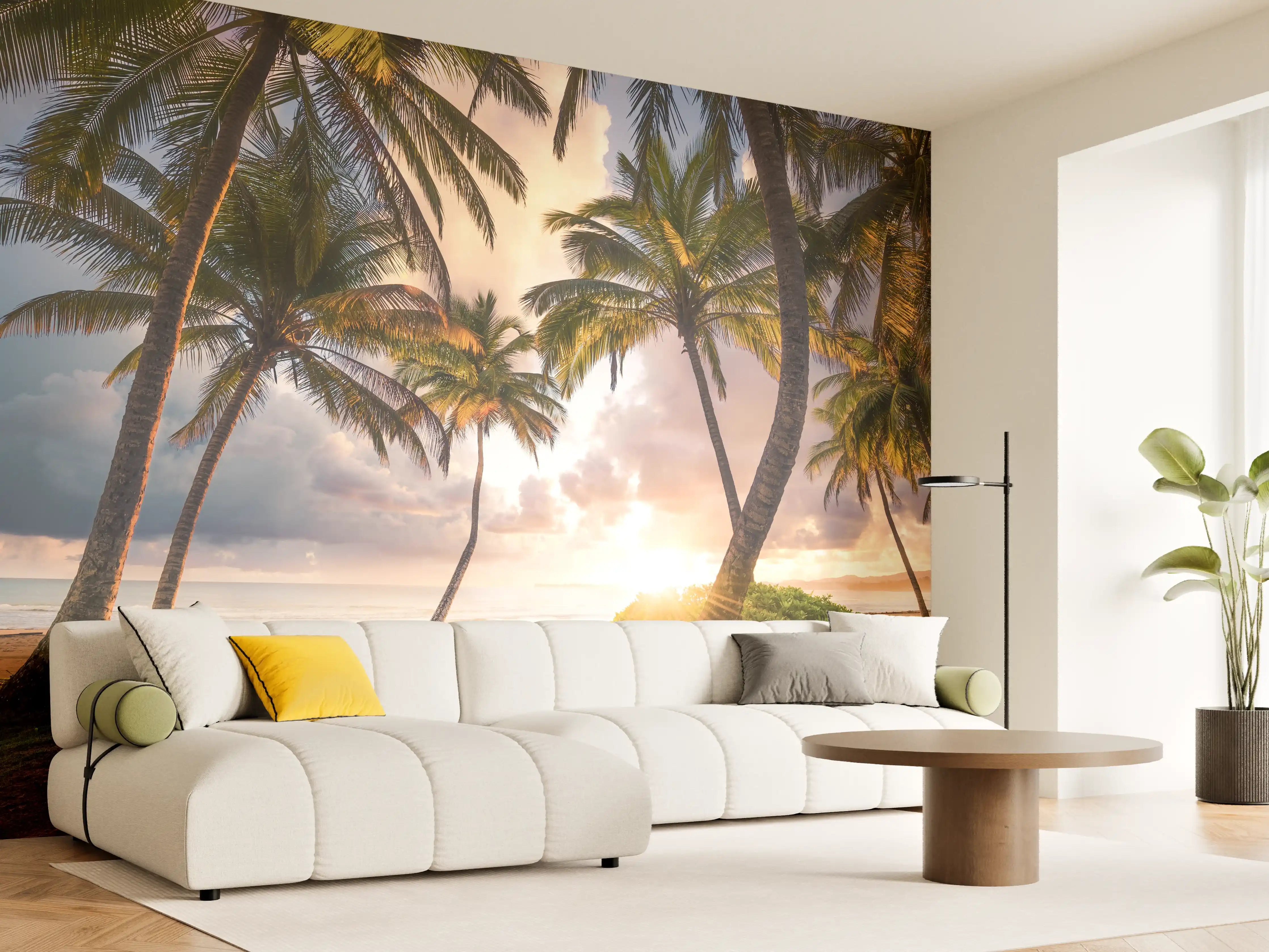 Wandverkleidung Wohnzimmer - Traumhafte Sonnenuntergangsstimmung am Strand