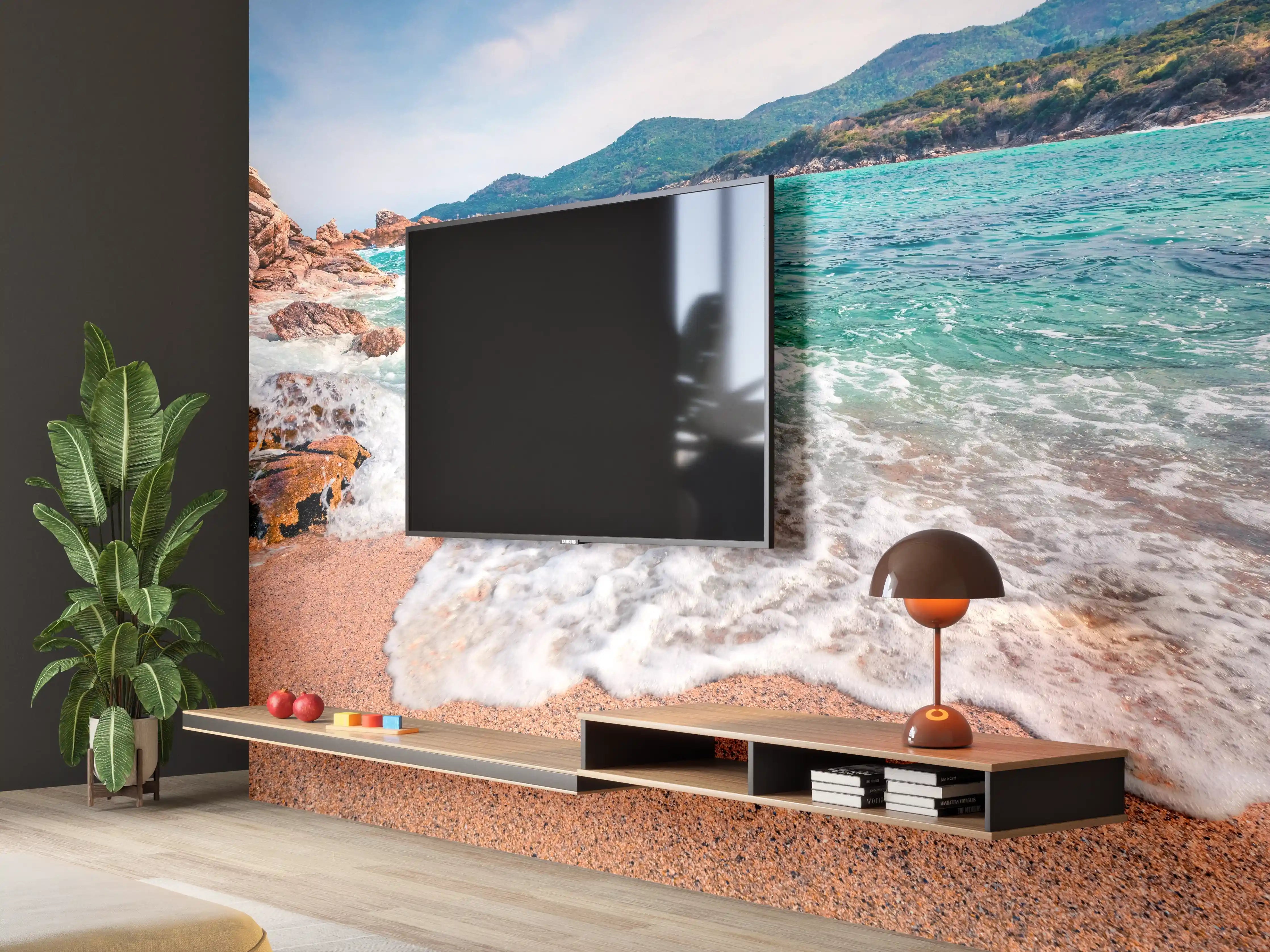 Wandverkleidung Wohnzimmer - Traumhafte Strandlandschaft mit klarem Wasser