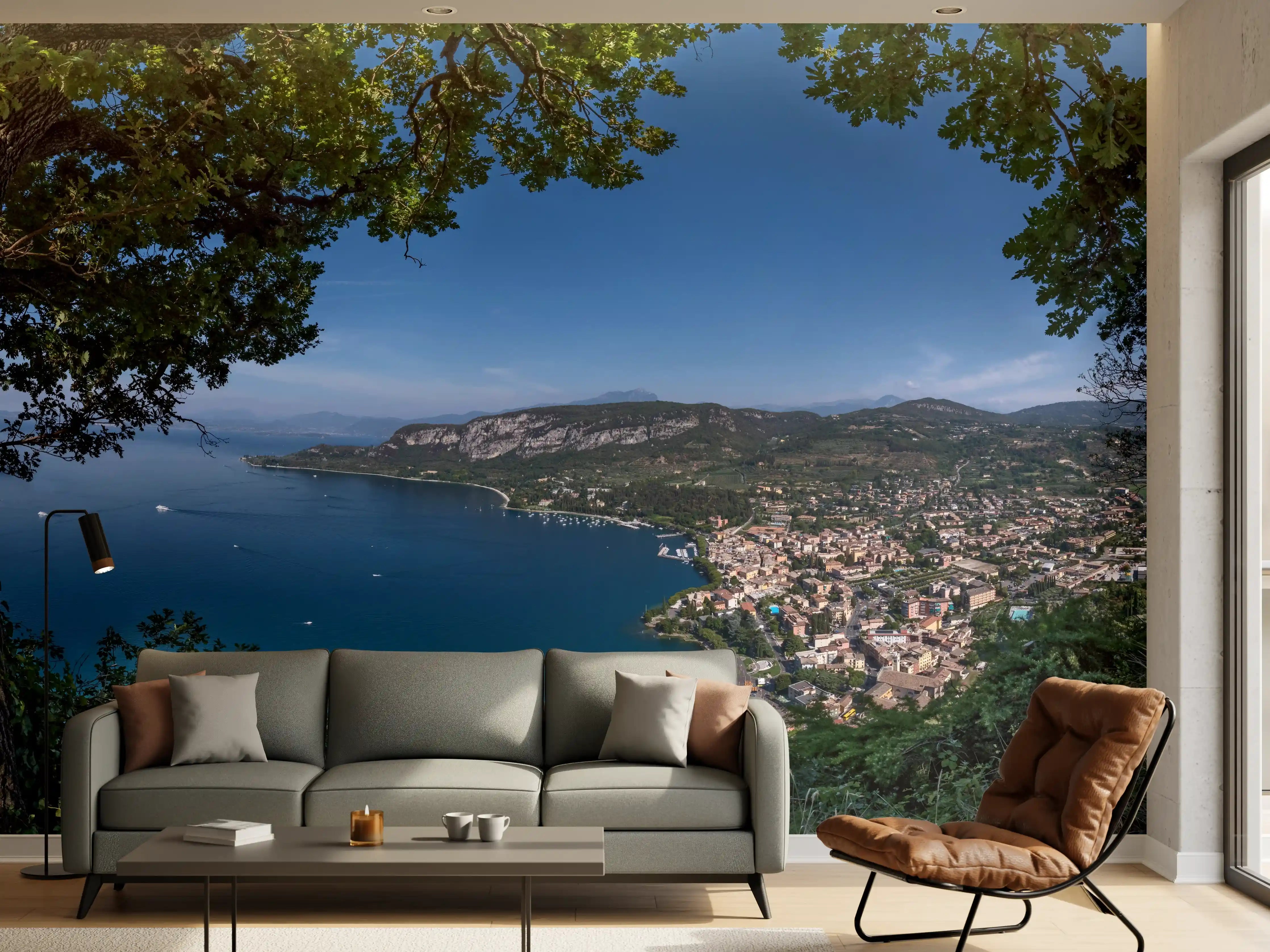Wandverkleidung Wohnzimmer - Traumhafter Ausblick auf Gardasee Italien