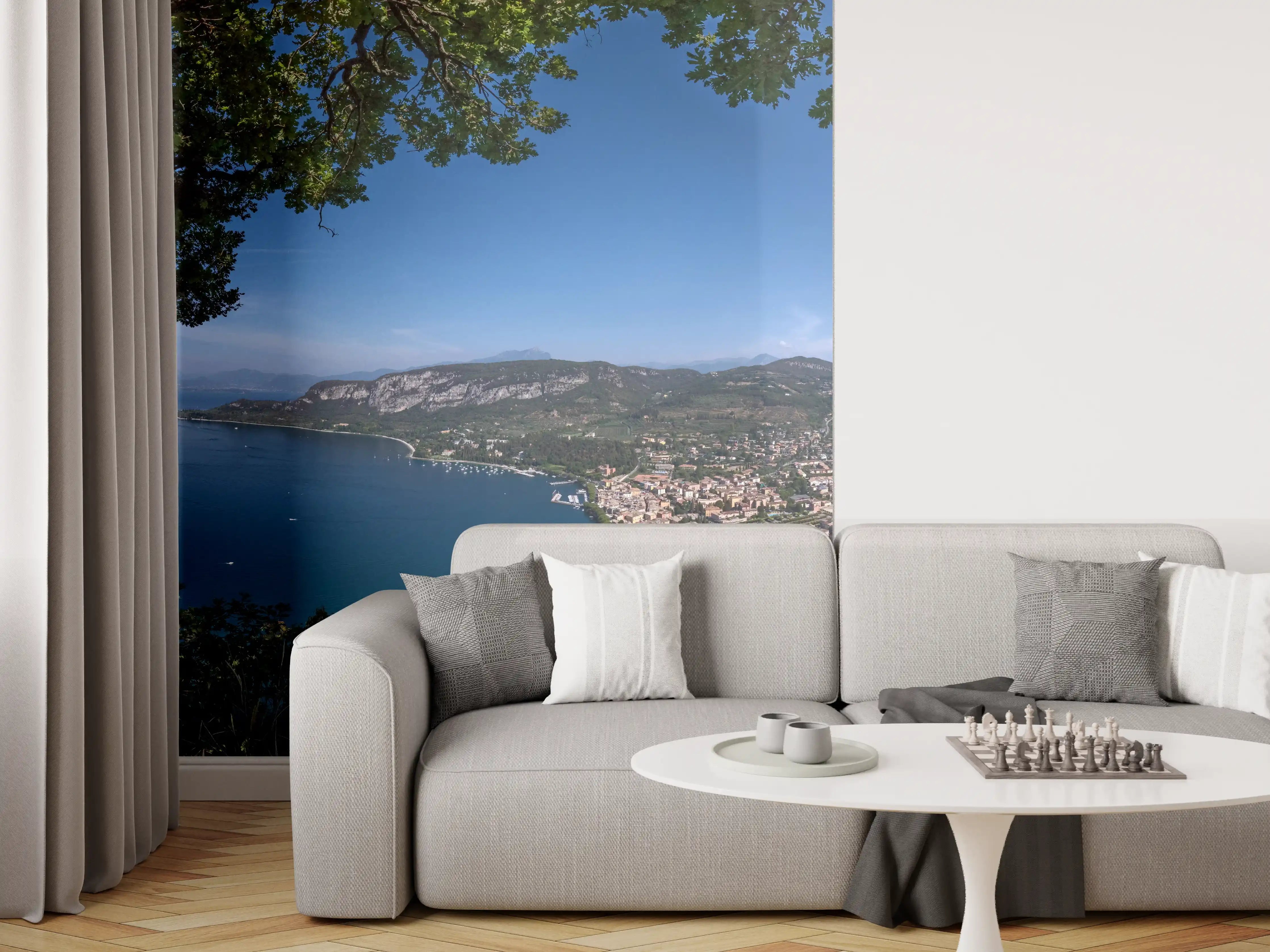 Wandverkleidung Wohnzimmer - Traumhafter Ausblick auf Gardasee Italien