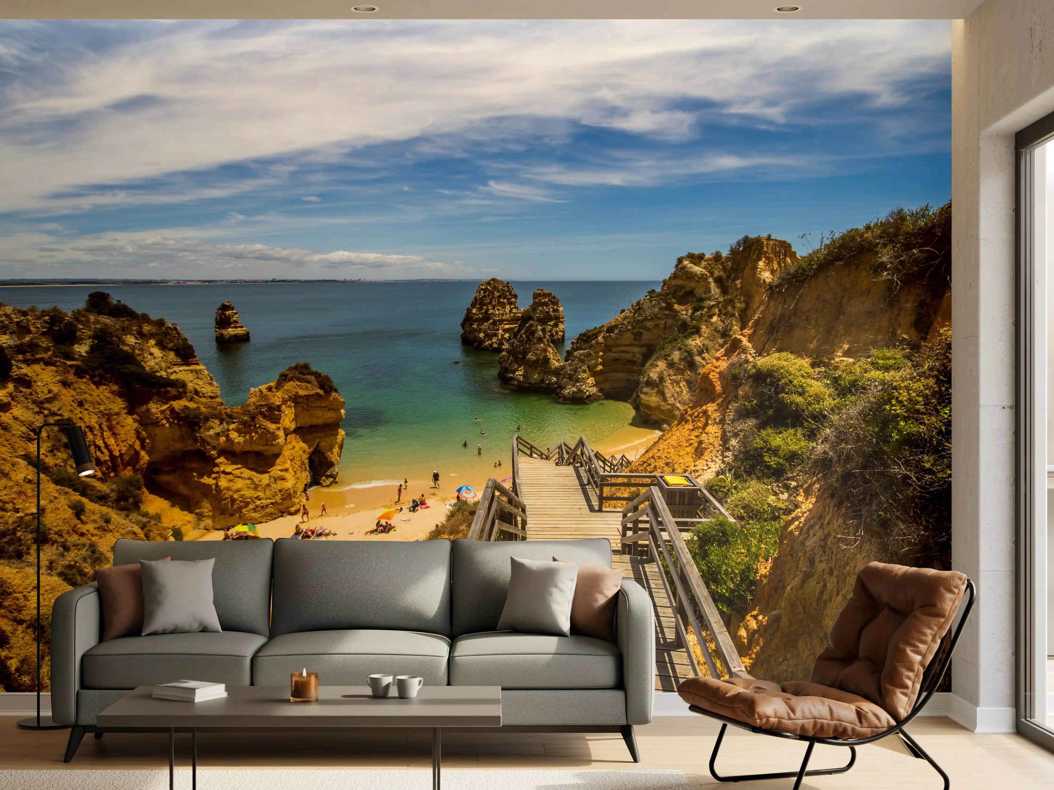 Wandverkleidung Wohnzimmer - Traumhafter Blick auf eine Küste mit Sandstrand