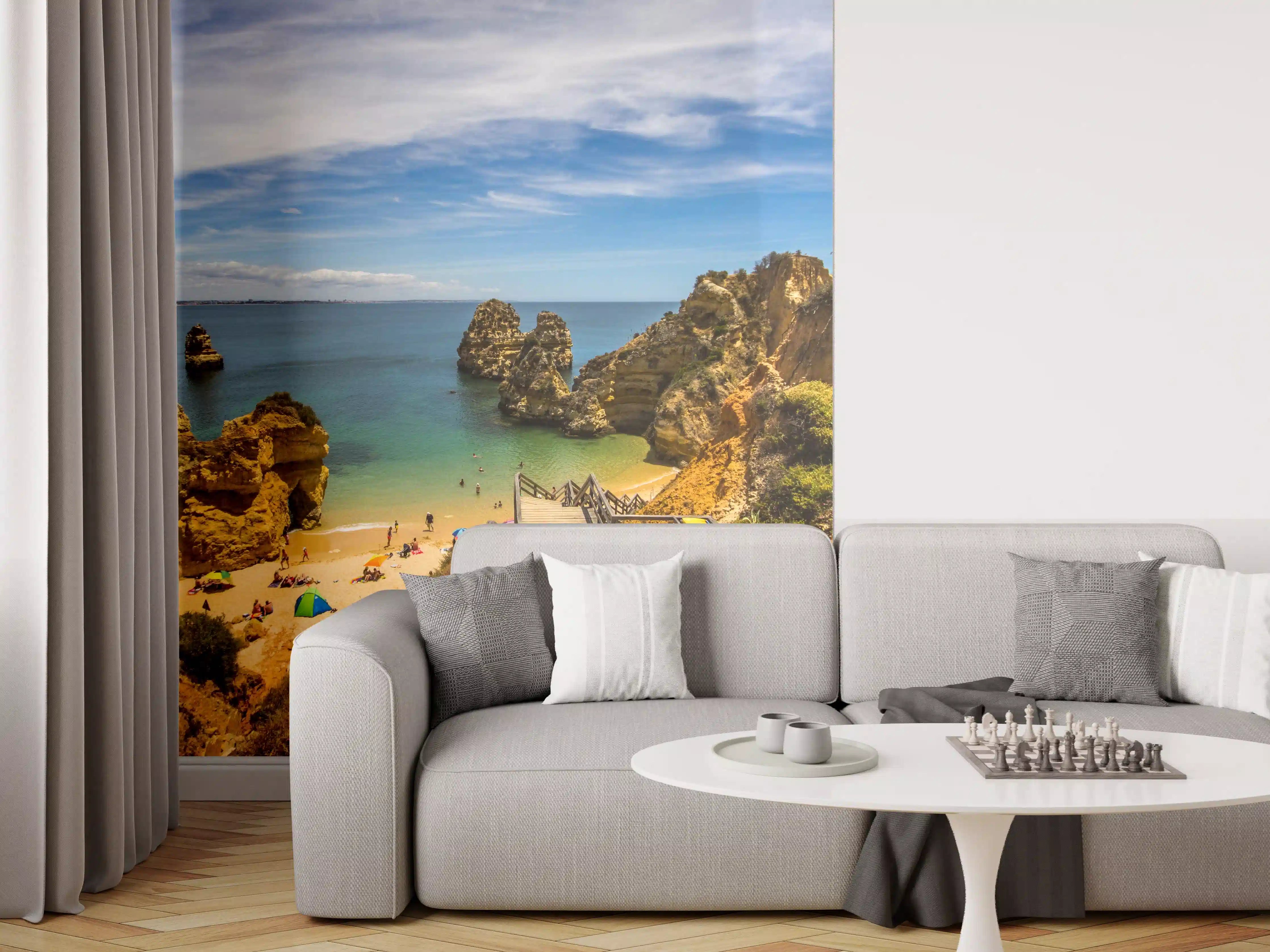 Wandverkleidung Wohnzimmer - Traumhafter Blick auf eine Küste mit Sandstrand