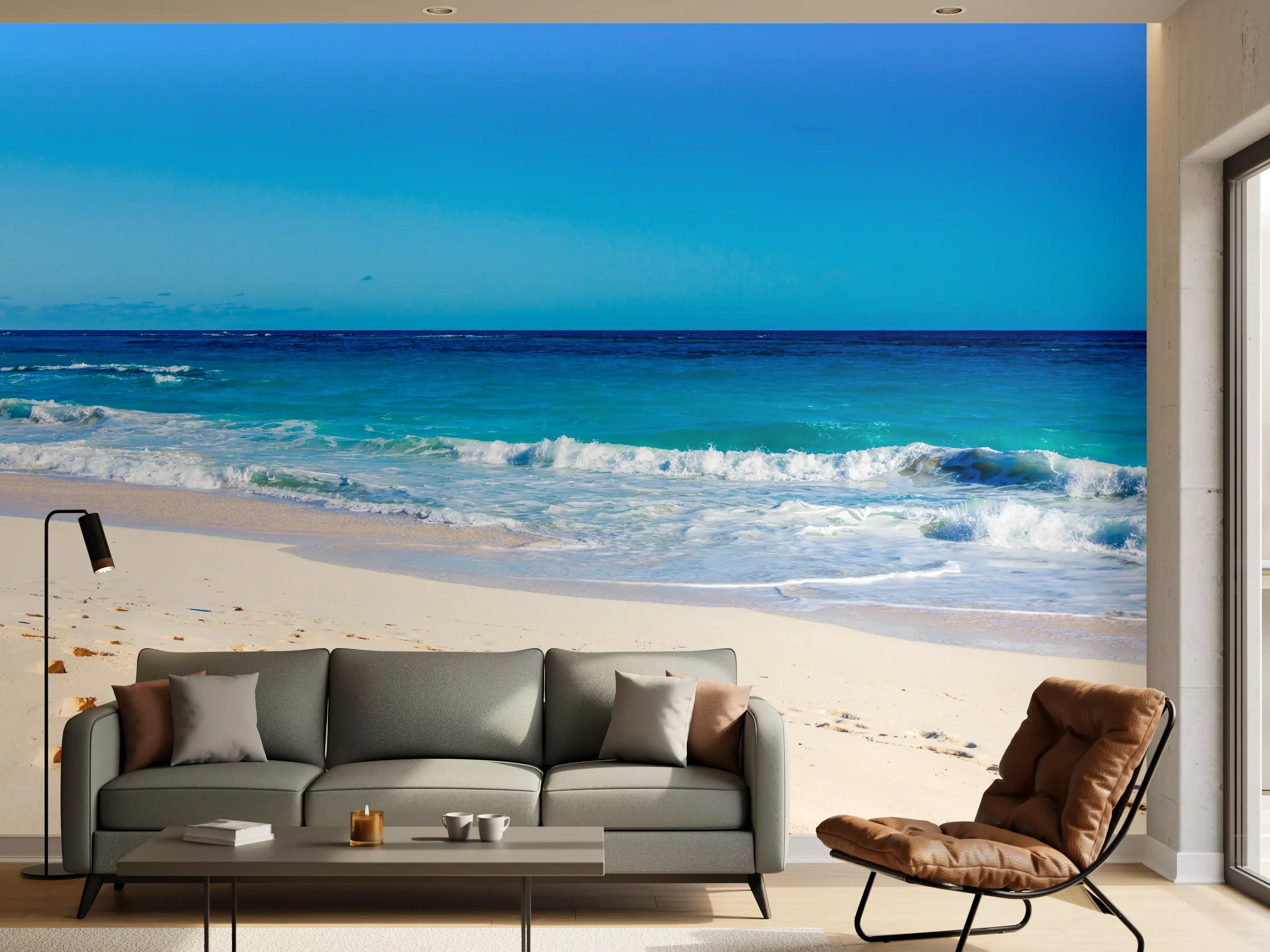 Wandverkleidung Wohnzimmer - Traumhafter Strand mit klarem Wasser