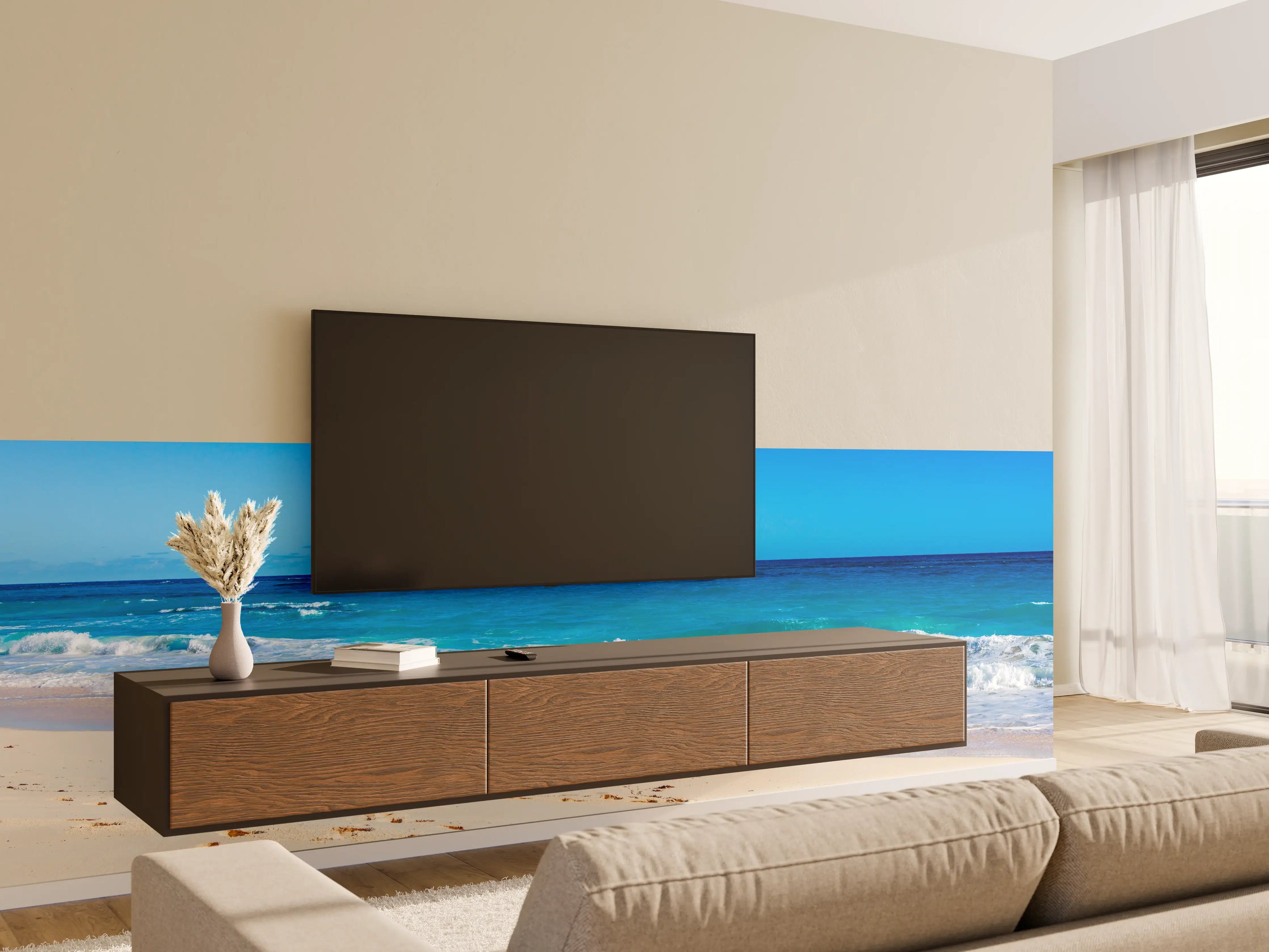 Wandverkleidung Wohnzimmer - Traumhafter Strand mit klarem Wasser