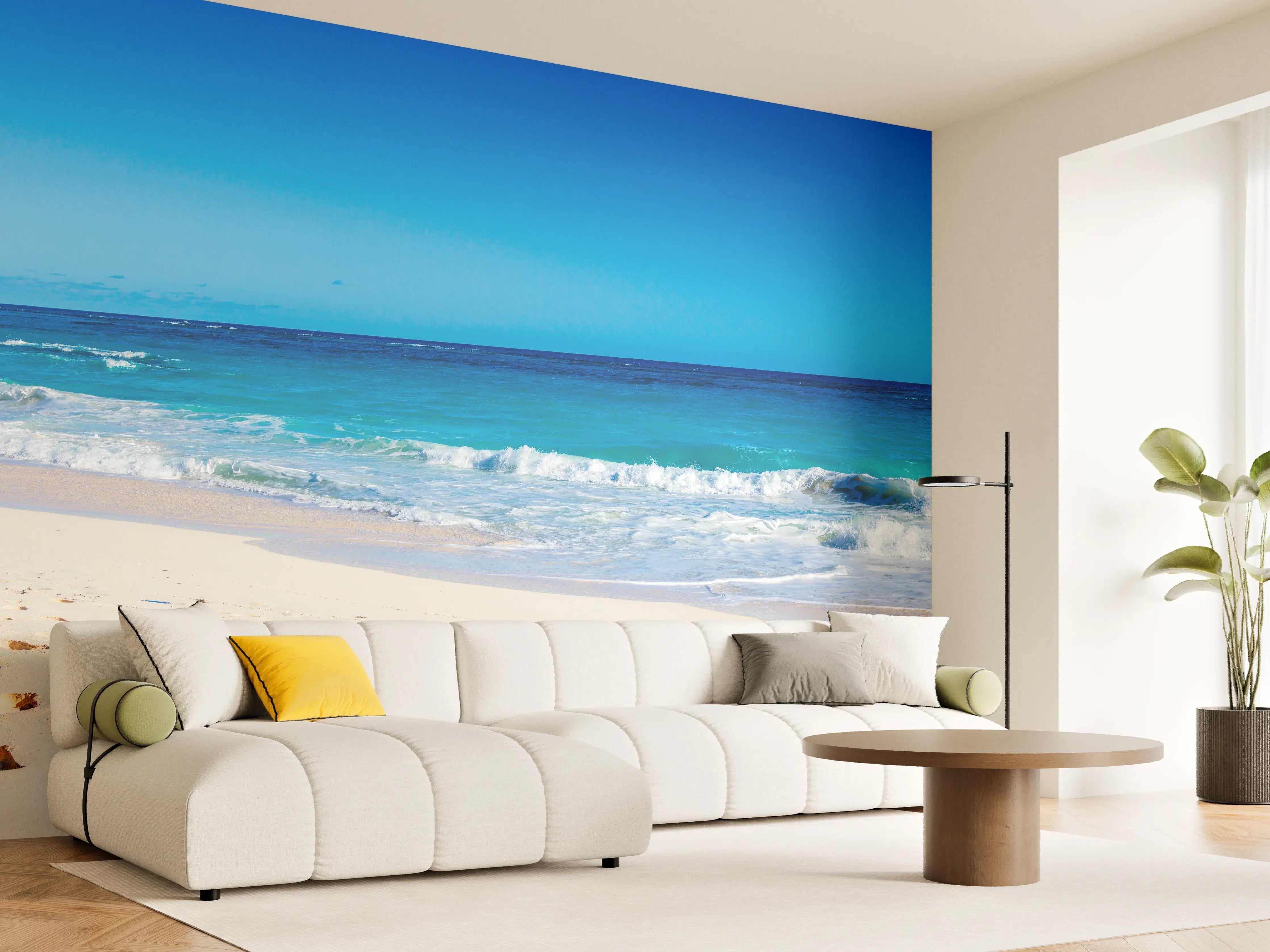 Wandverkleidung Wohnzimmer - Traumhafter Strand mit klarem Wasser