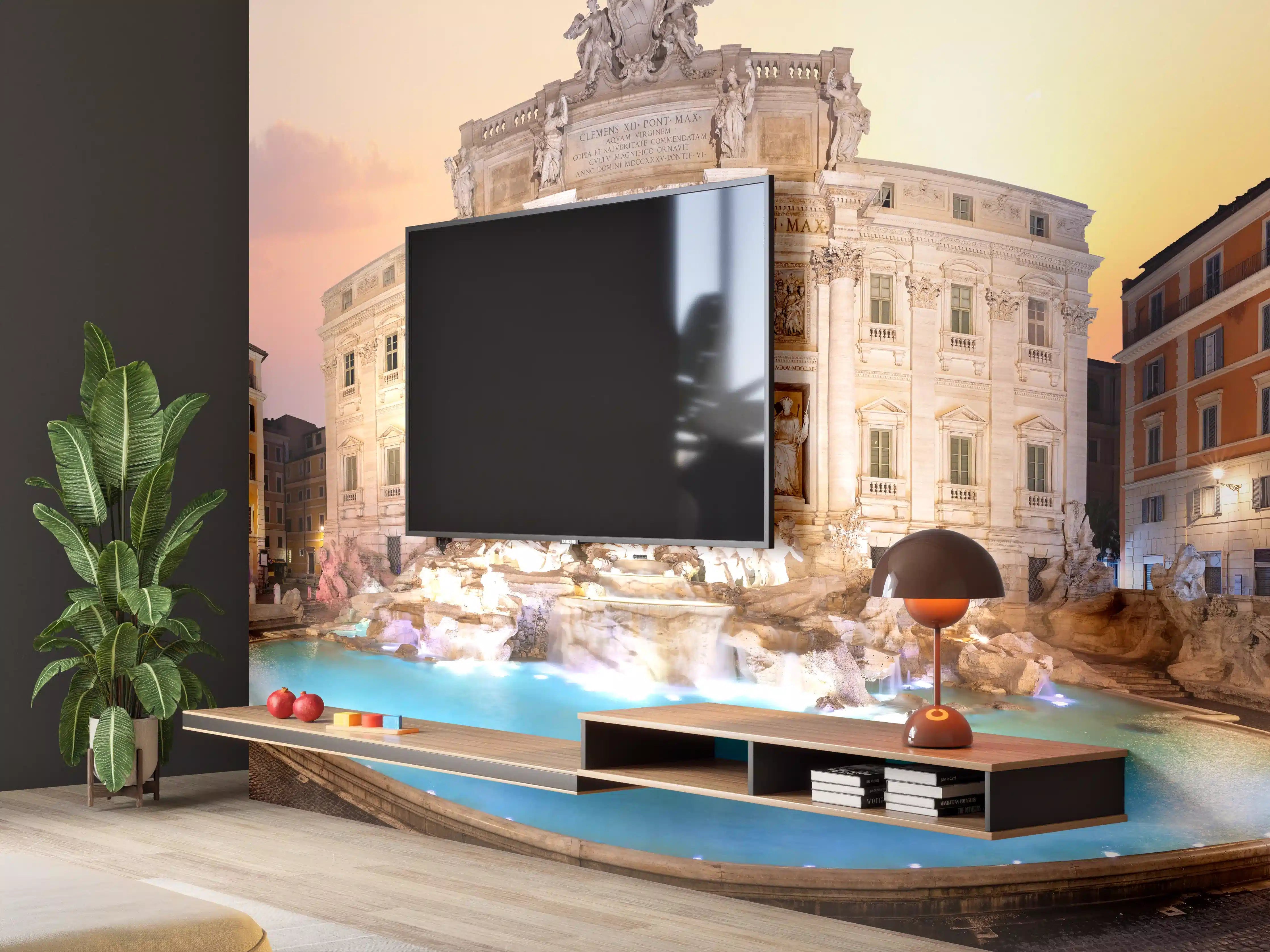 Wandverkleidung Wohnzimmer - Trevi-Brunnen bei Sonnenaufgang