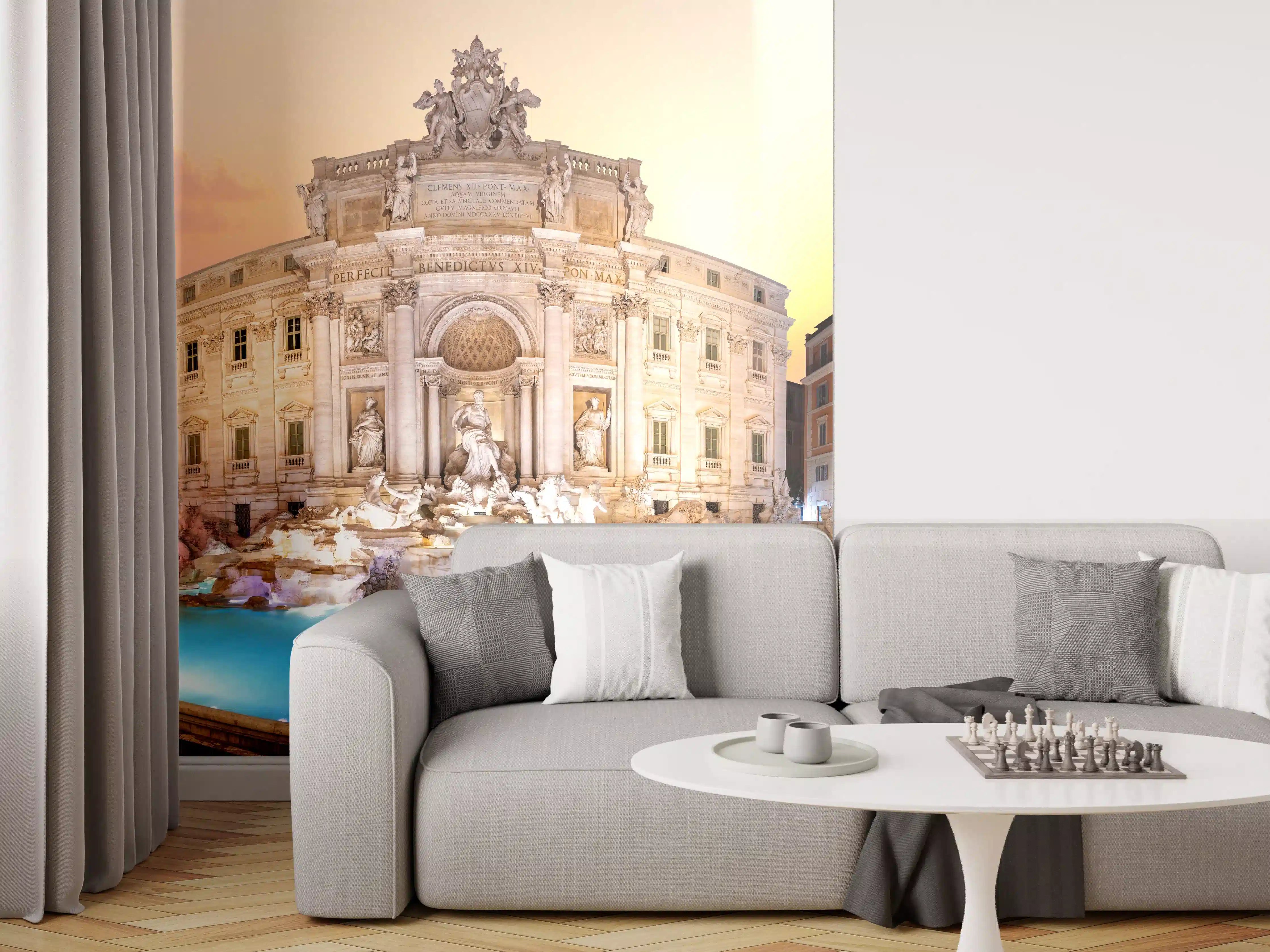 Wandverkleidung Wohnzimmer - Trevi-Brunnen bei Sonnenaufgang