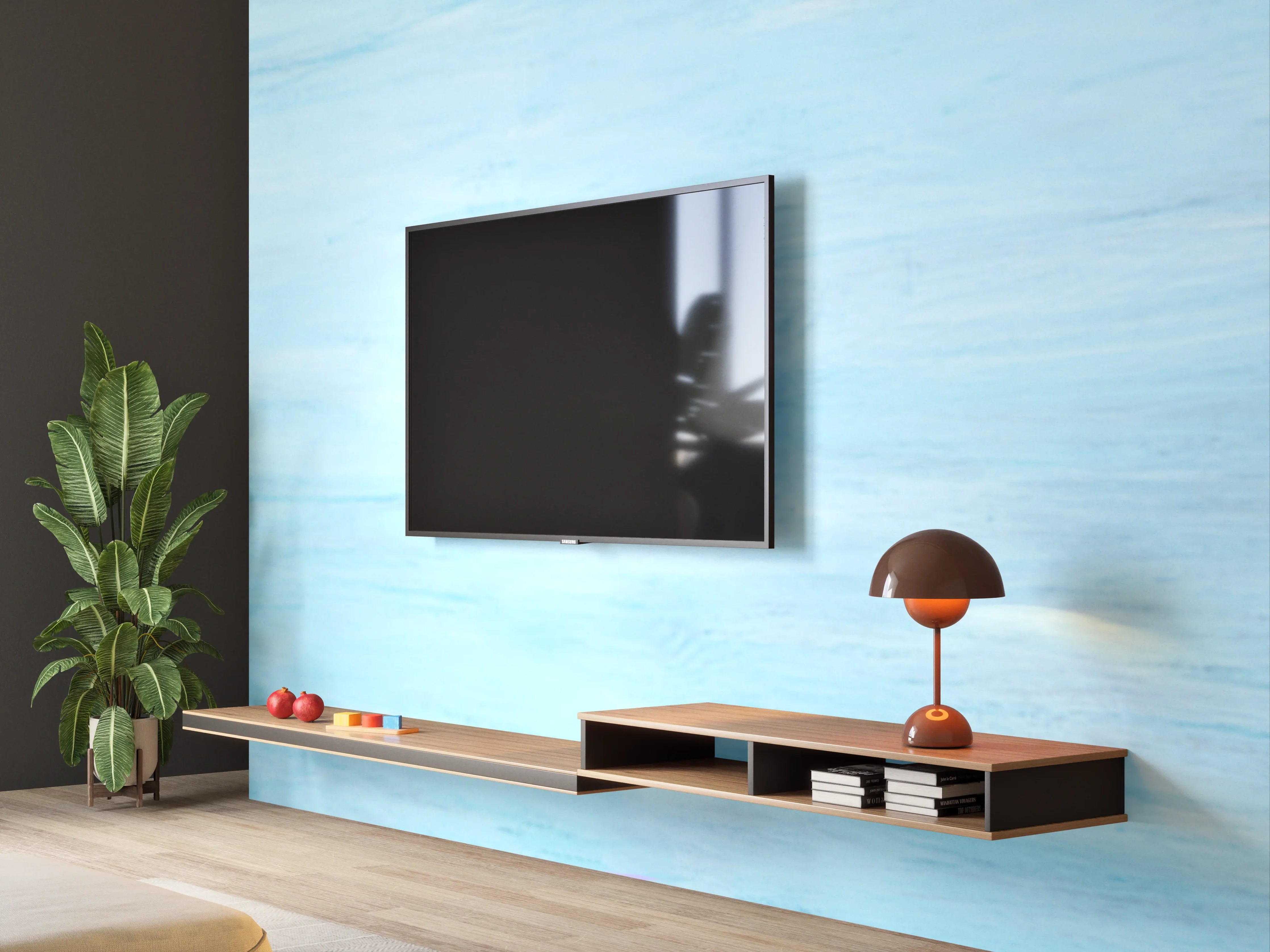 Wandverkleidung Wohnzimmer - Trockene Pflanzen über dem Meer