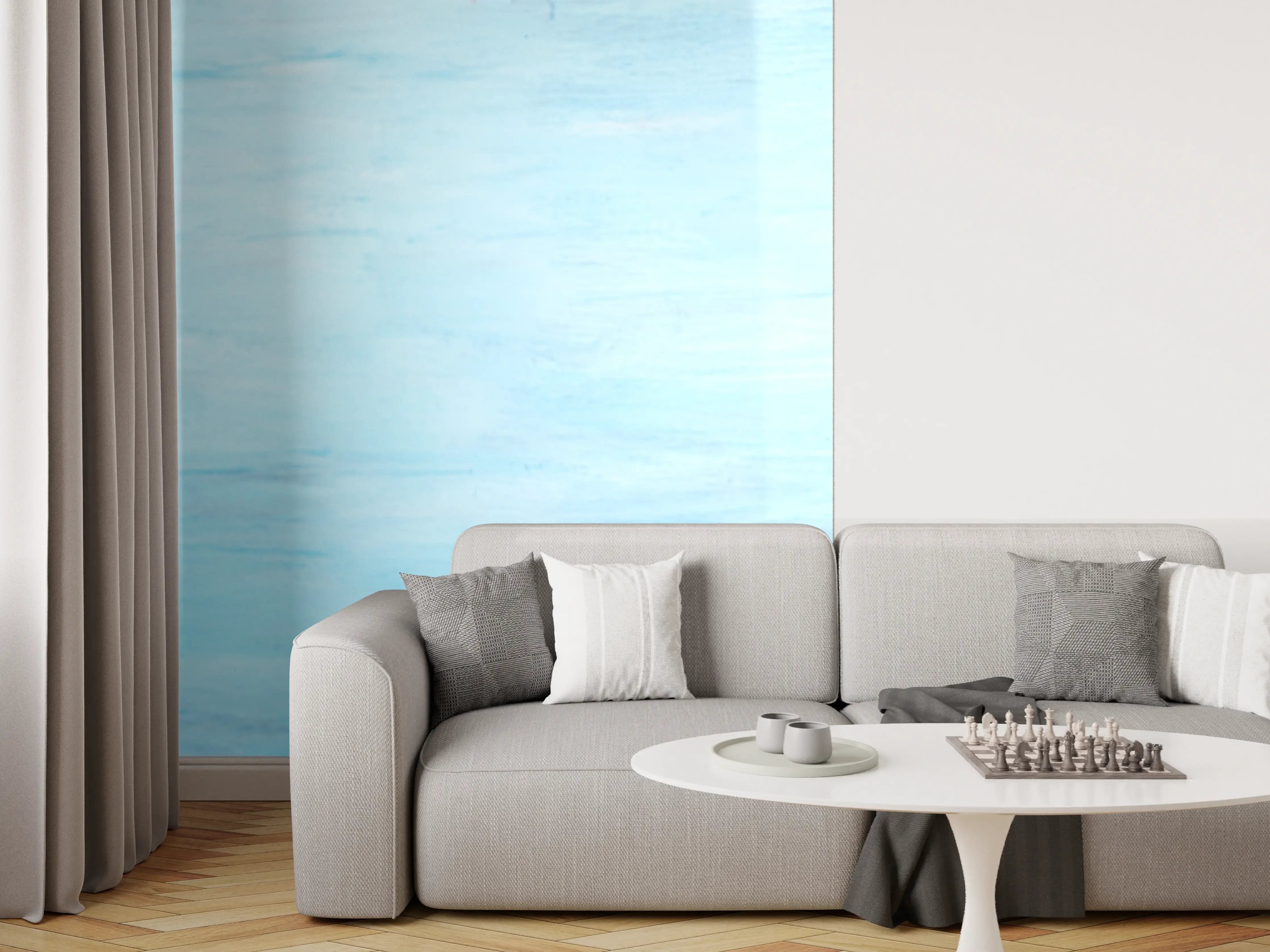 Wandverkleidung Wohnzimmer - Trockene Pflanzen über dem Meer