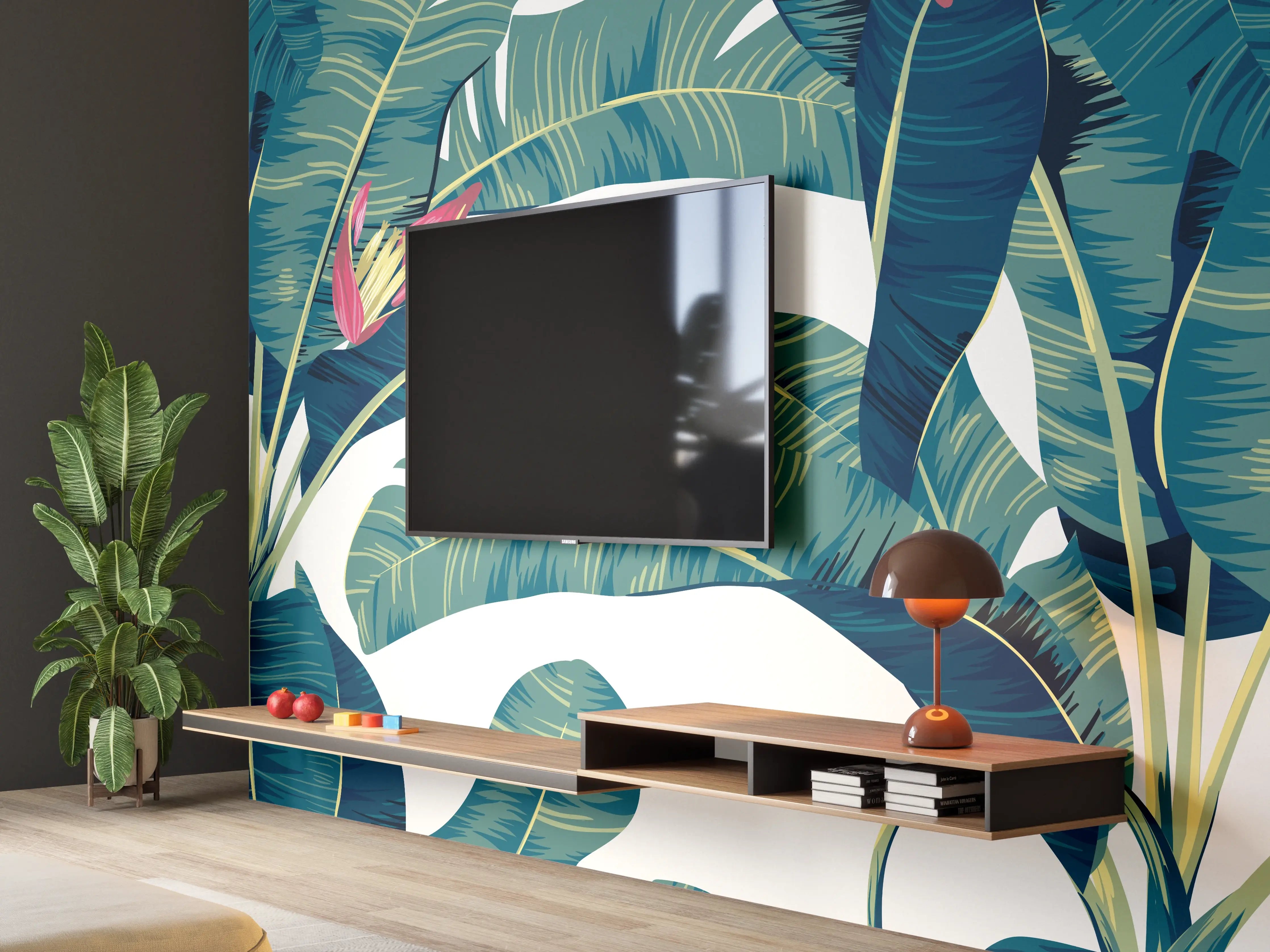 Wandverkleidung Wohnzimmer - Tropisch Grün