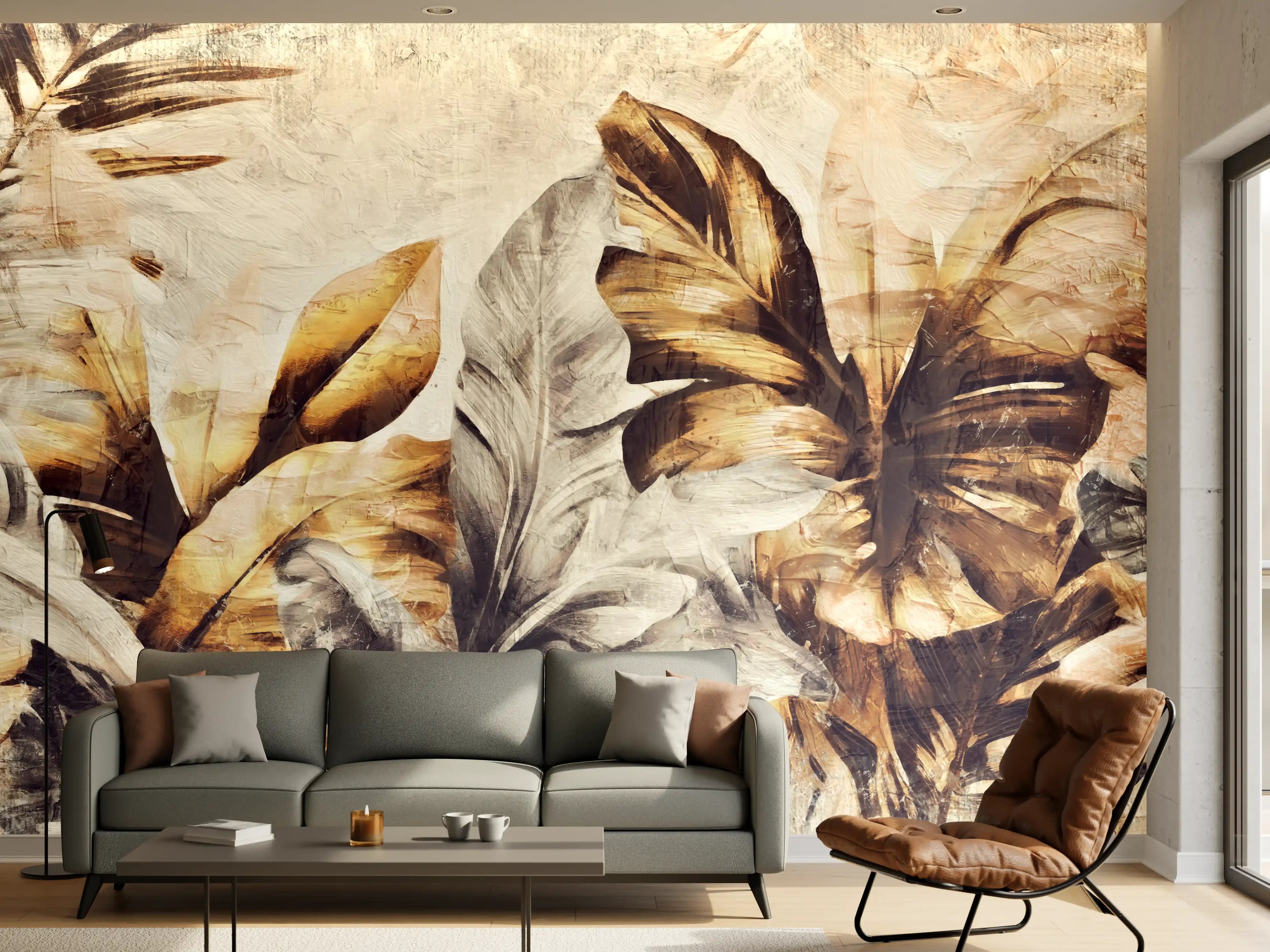 Wandverkleidung Wohnzimmer - Tropische Dschungelpanorama-Kunst