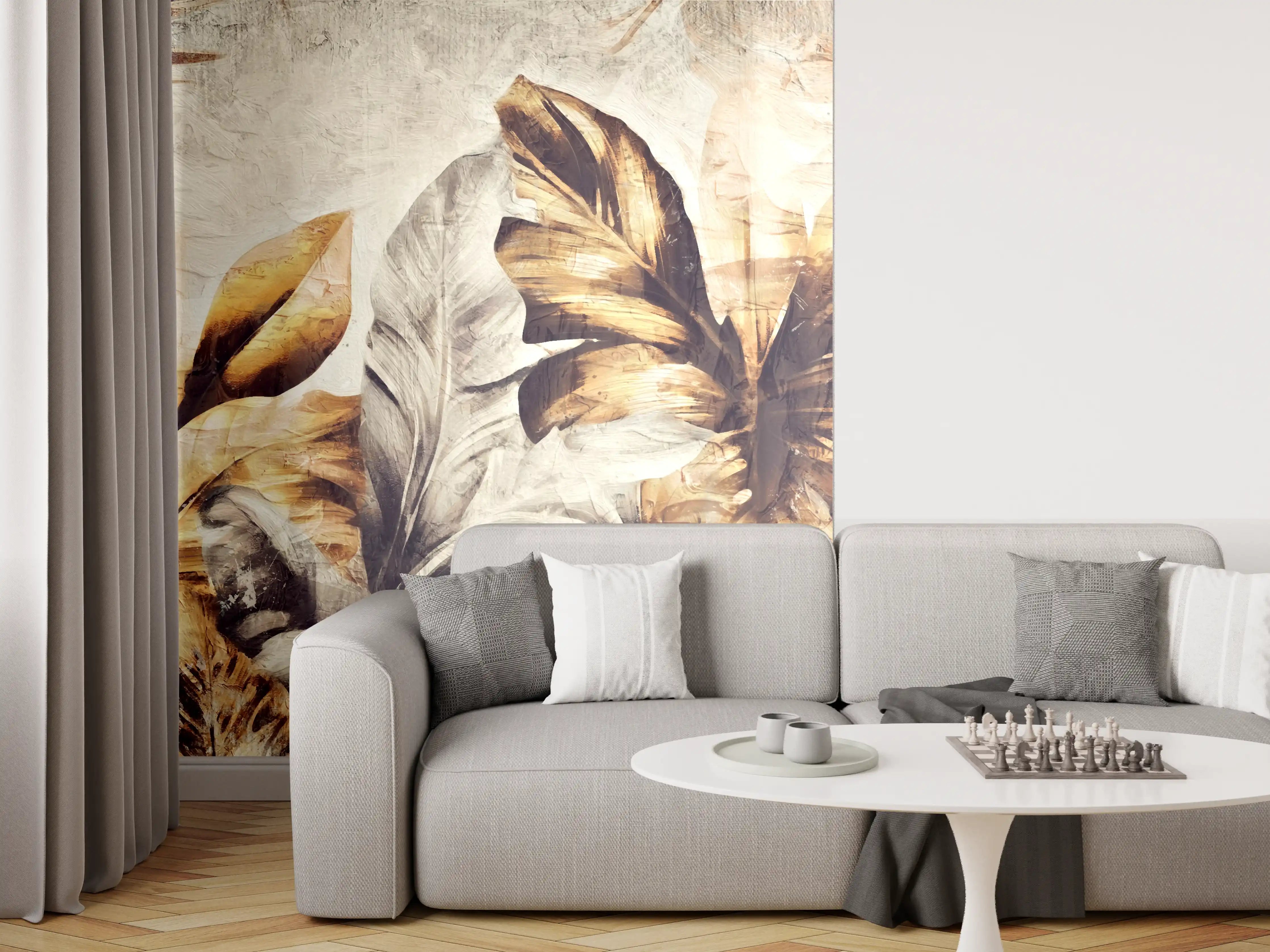 Wandverkleidung Wohnzimmer - Tropische Dschungelpanorama-Kunst