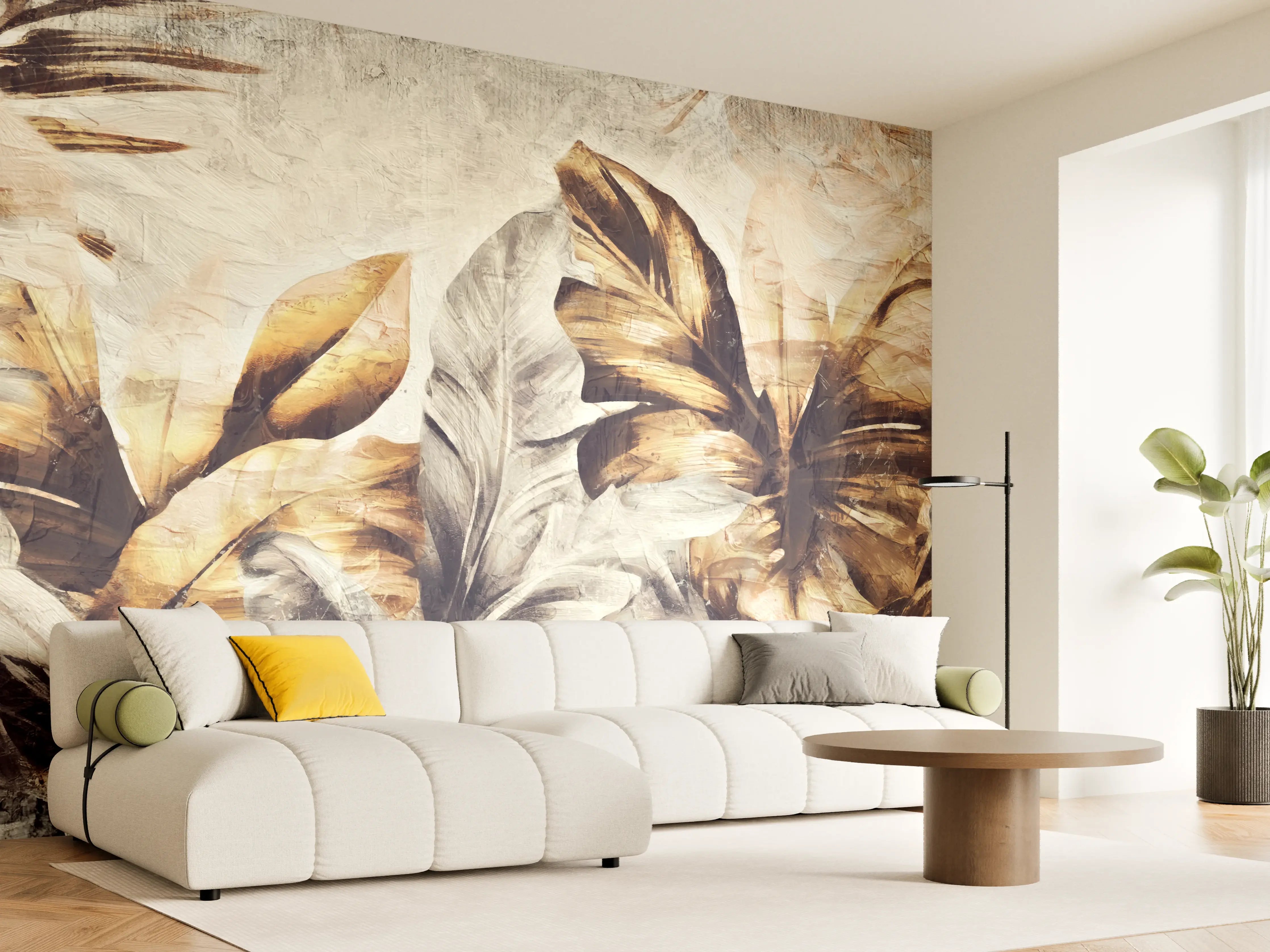 Wandverkleidung Wohnzimmer - Tropische Dschungelpanorama-Kunst