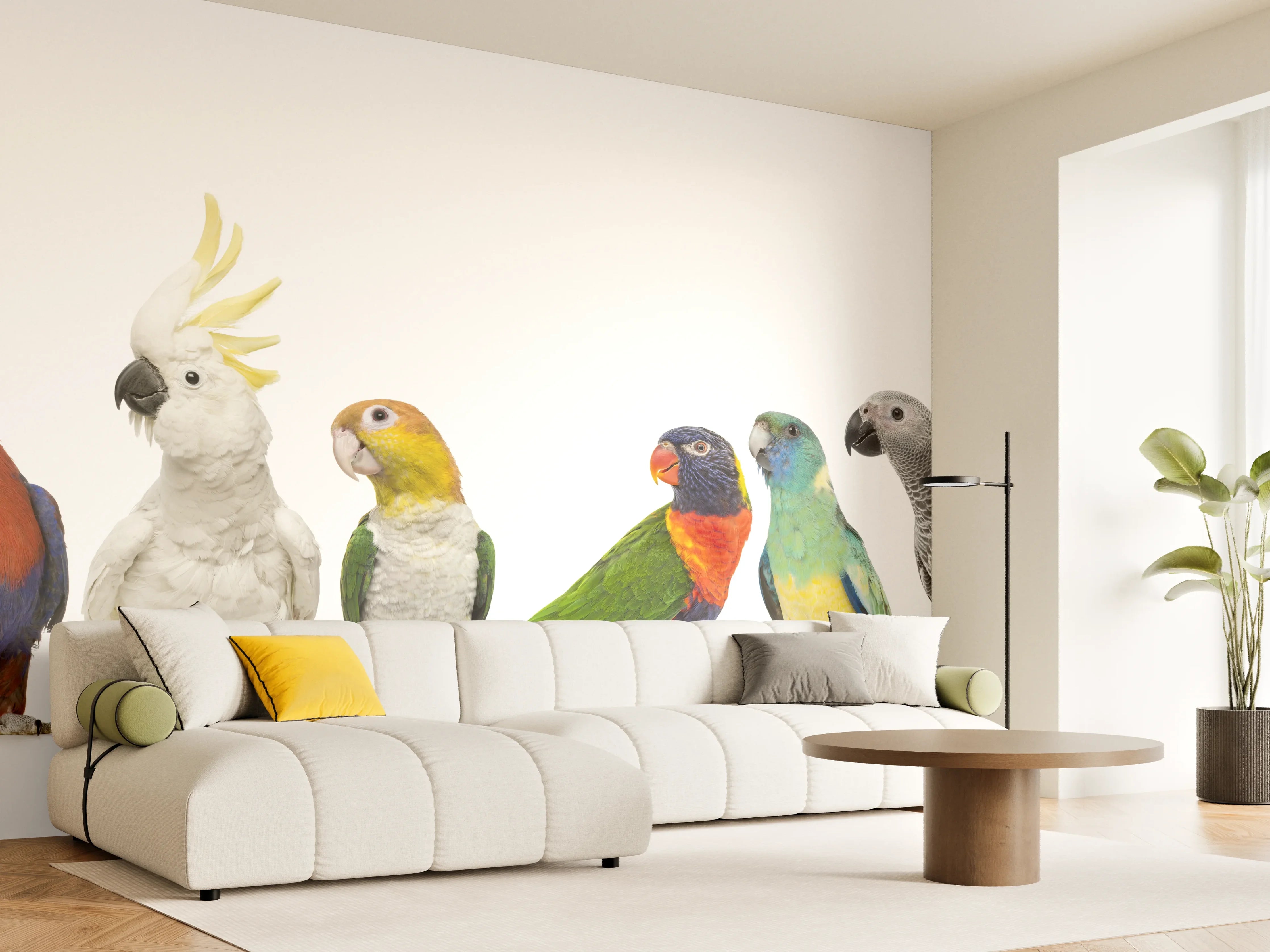 Wandverkleidung Wohnzimmer - Tropische Papageien - Exotisch