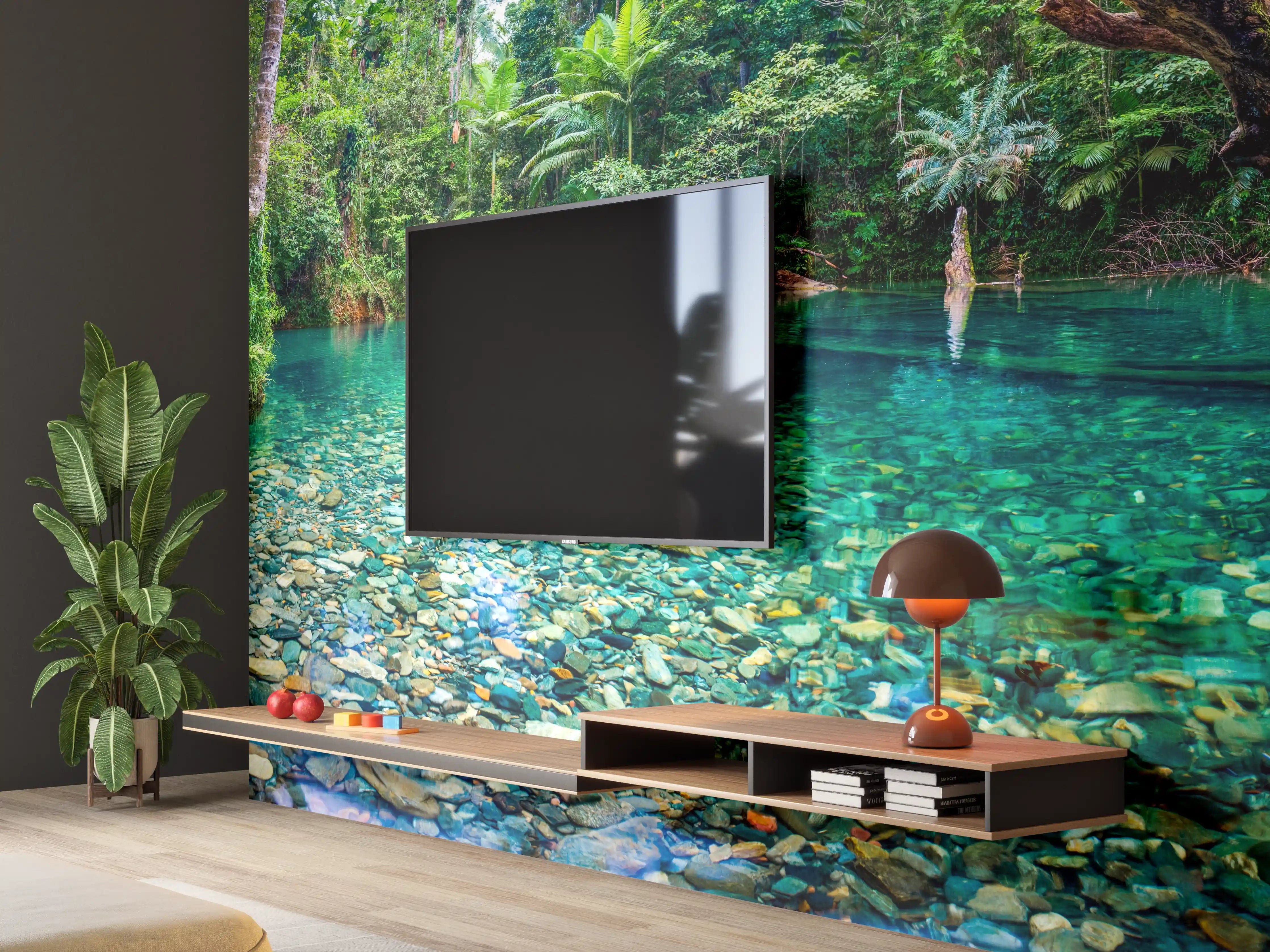 Wandverkleidung Wohnzimmer - Tropischer Bach mit klarem Wasser