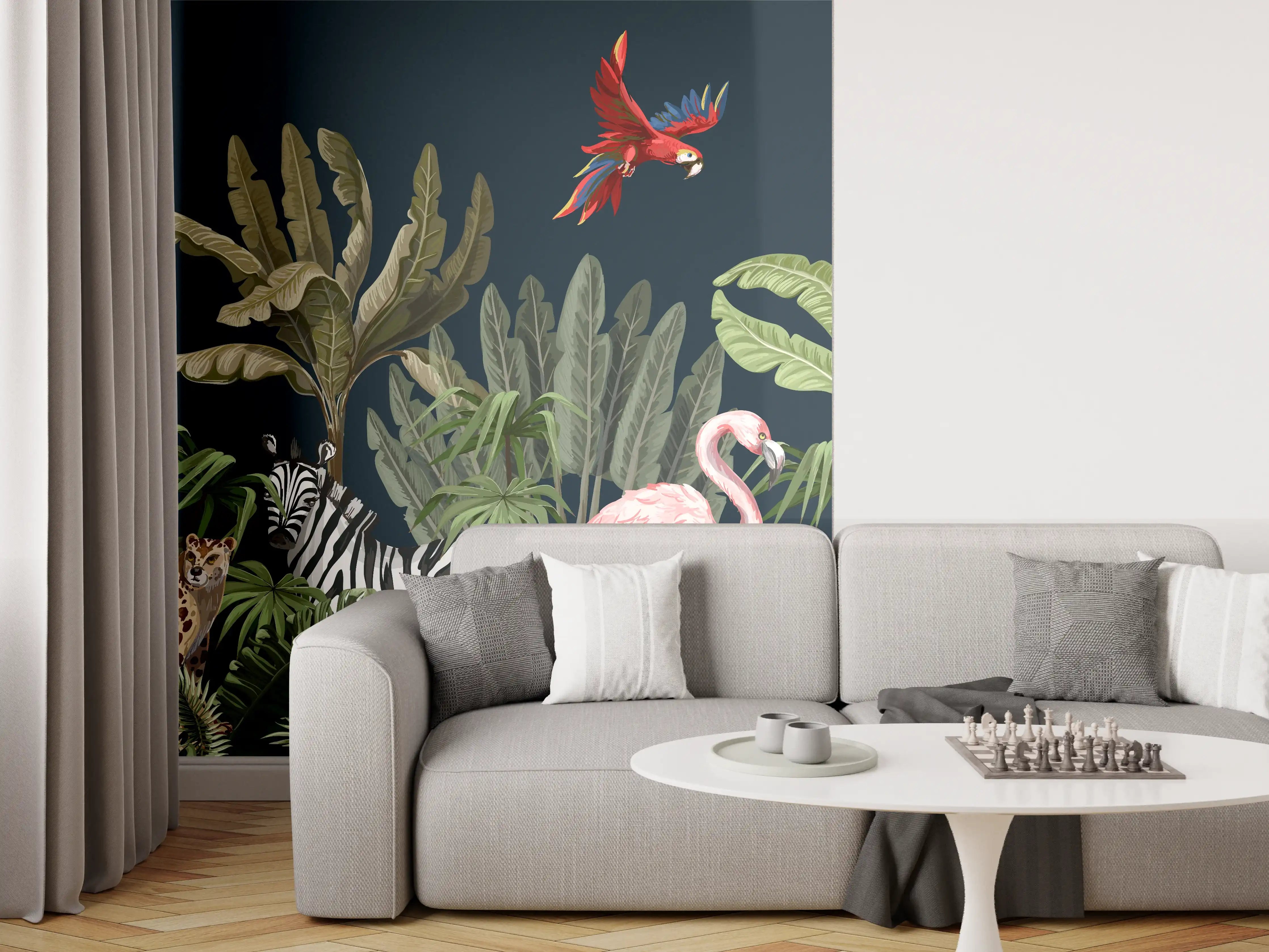 Wandverkleidung Wohnzimmer - Tropischer Dschungel Print