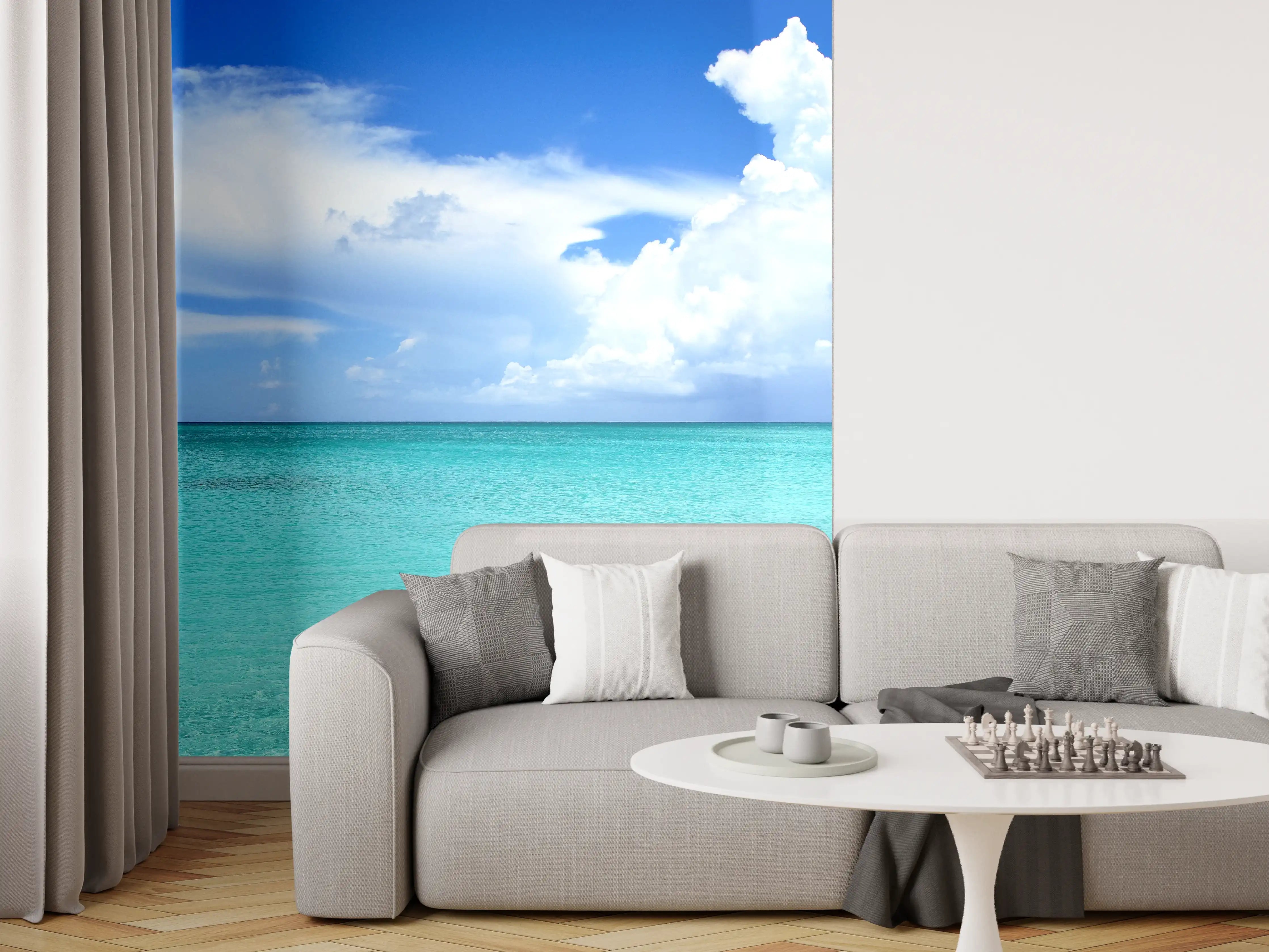 Wandverkleidung Wohnzimmer - Tropischer Strand mit klarem Wasser
