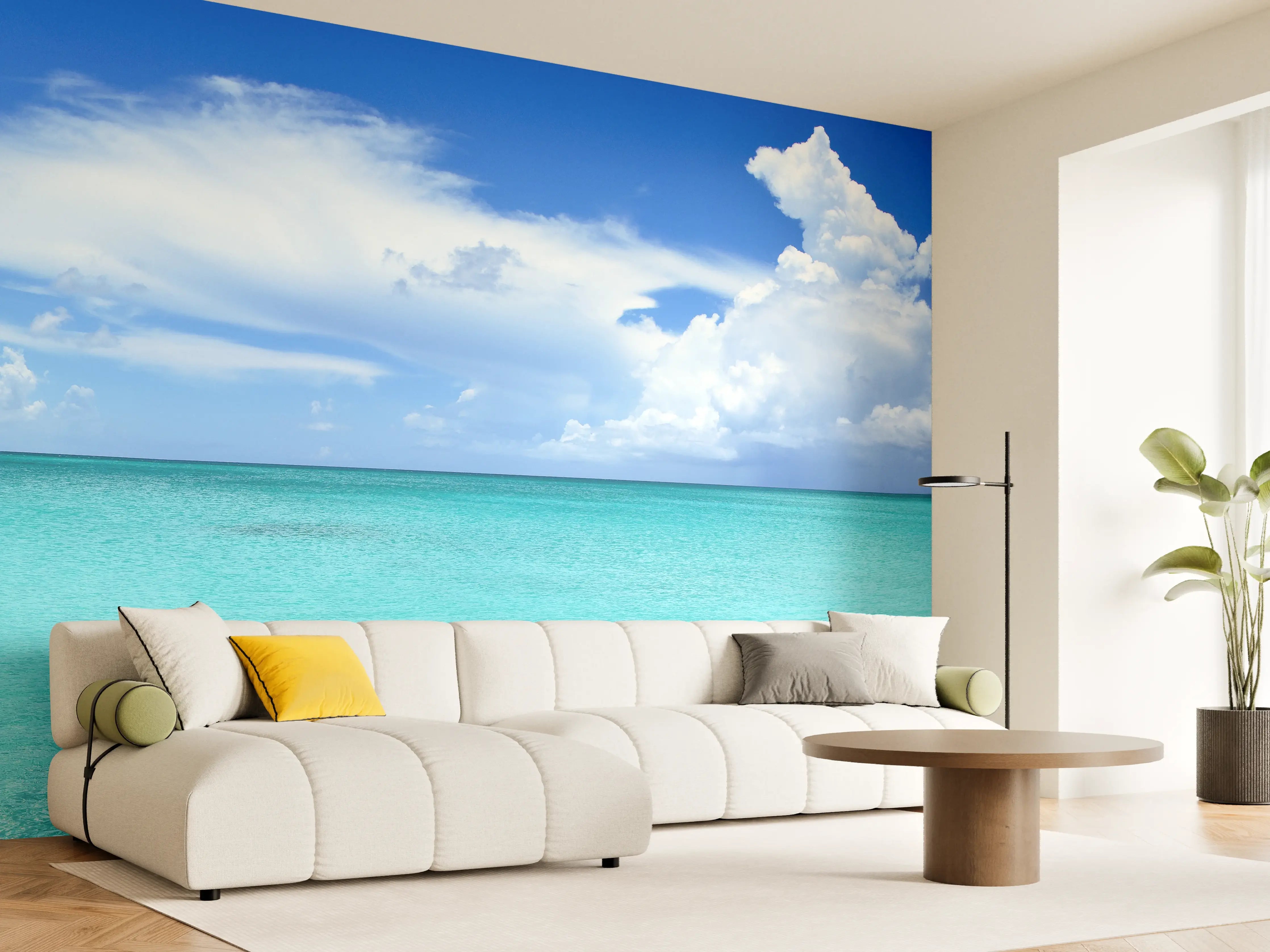 Wandverkleidung Wohnzimmer - Tropischer Strand mit klarem Wasser