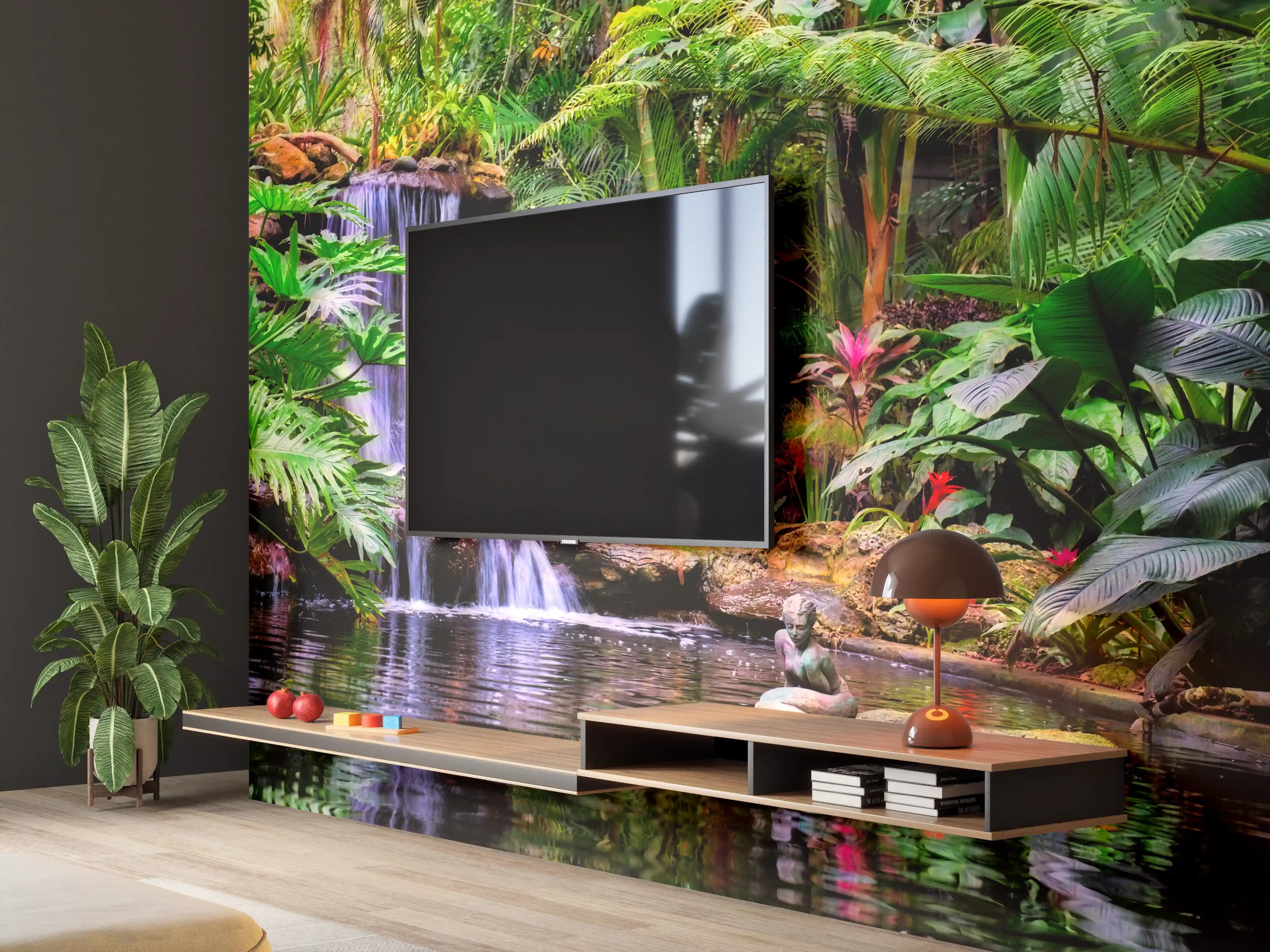 Wandverkleidung Wohnzimmer - Tropischer Wasserfall