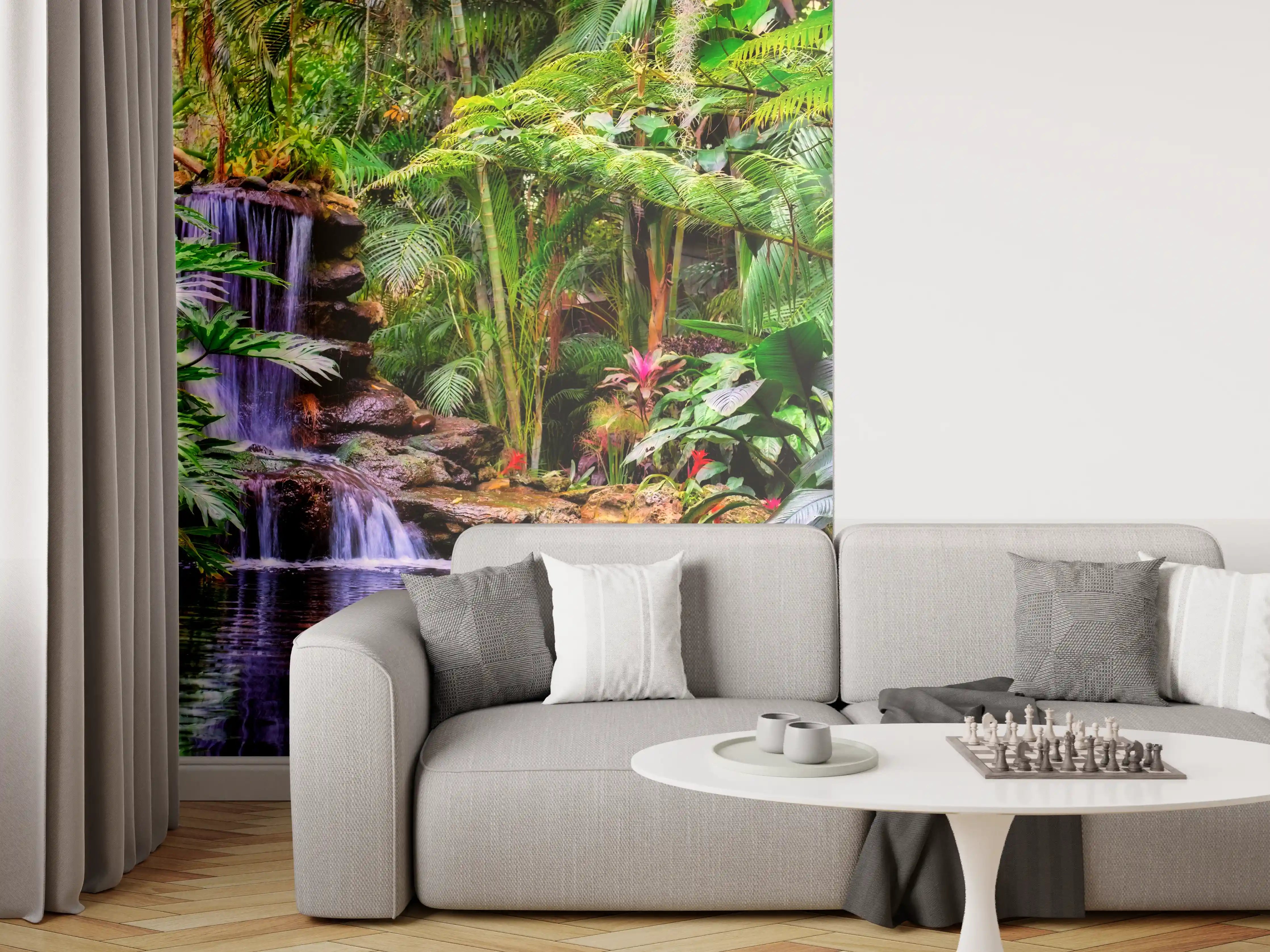 Wandverkleidung Wohnzimmer - Tropischer Wasserfall