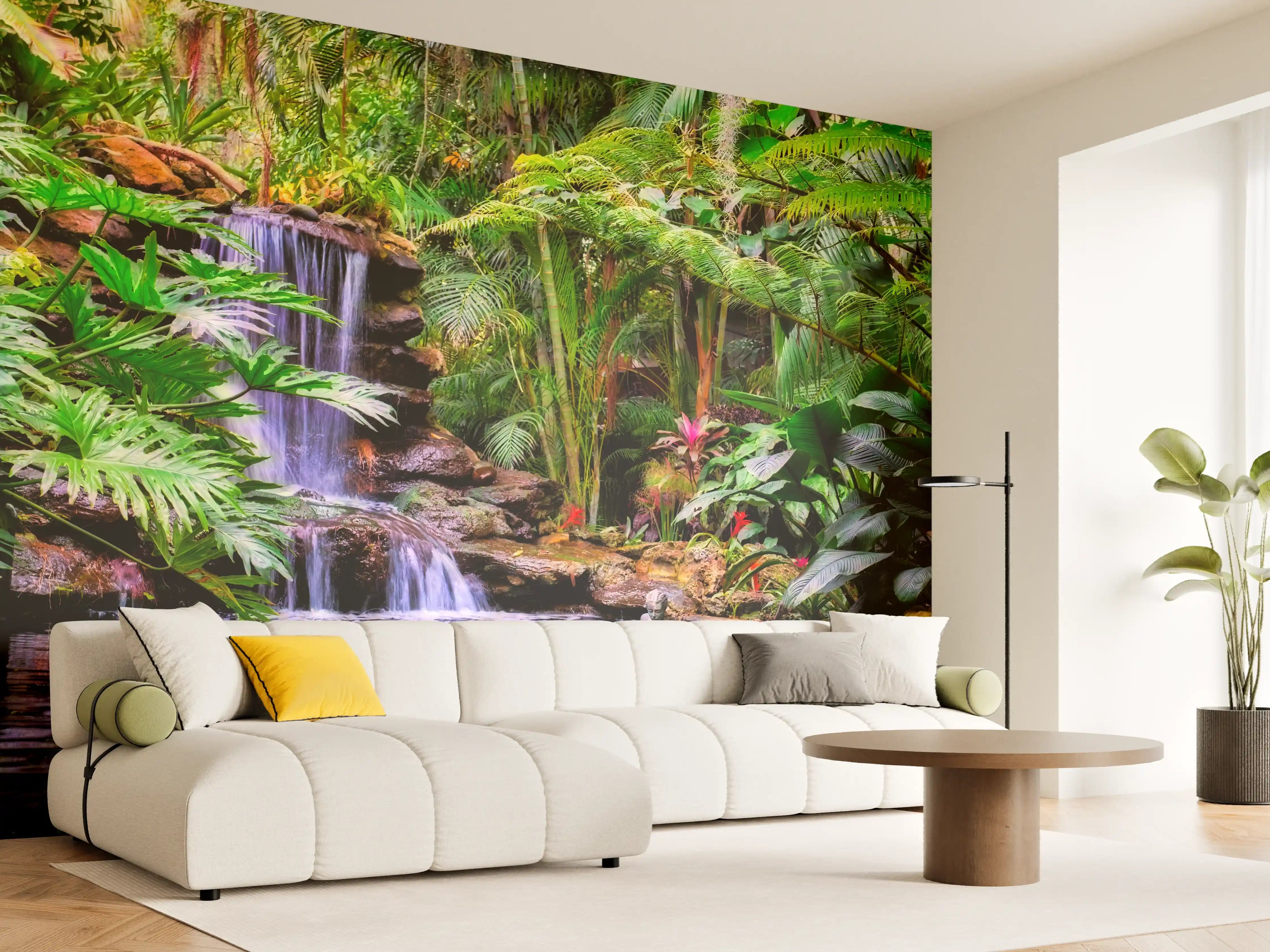 Wandverkleidung Wohnzimmer - Tropischer Wasserfall