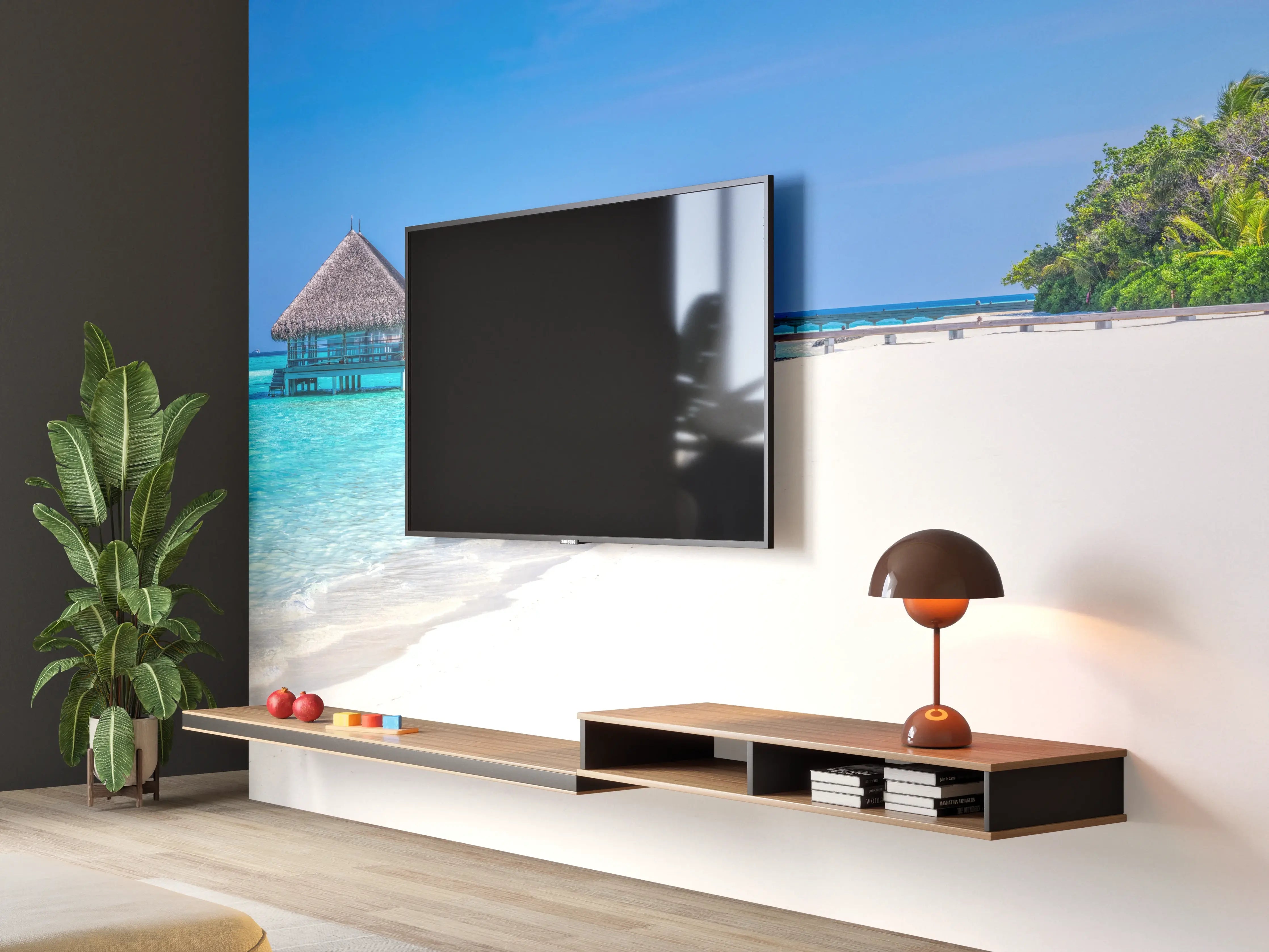 Wandverkleidung Wohnzimmer - Tropisches Paradies am weißen Sandstrand
