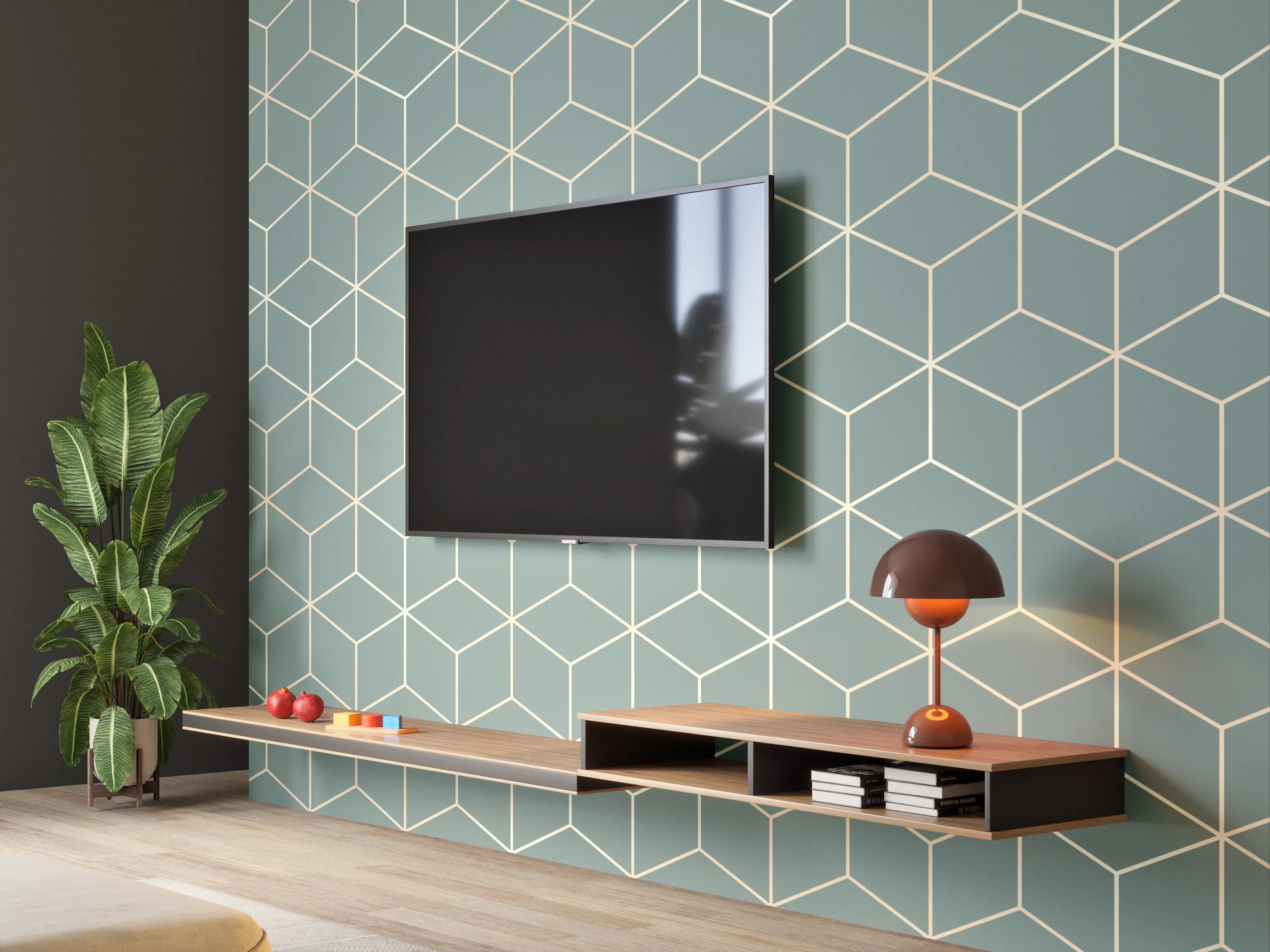 Wandverkleidung Wohnzimmer - Türkis-Eleganz-Muster