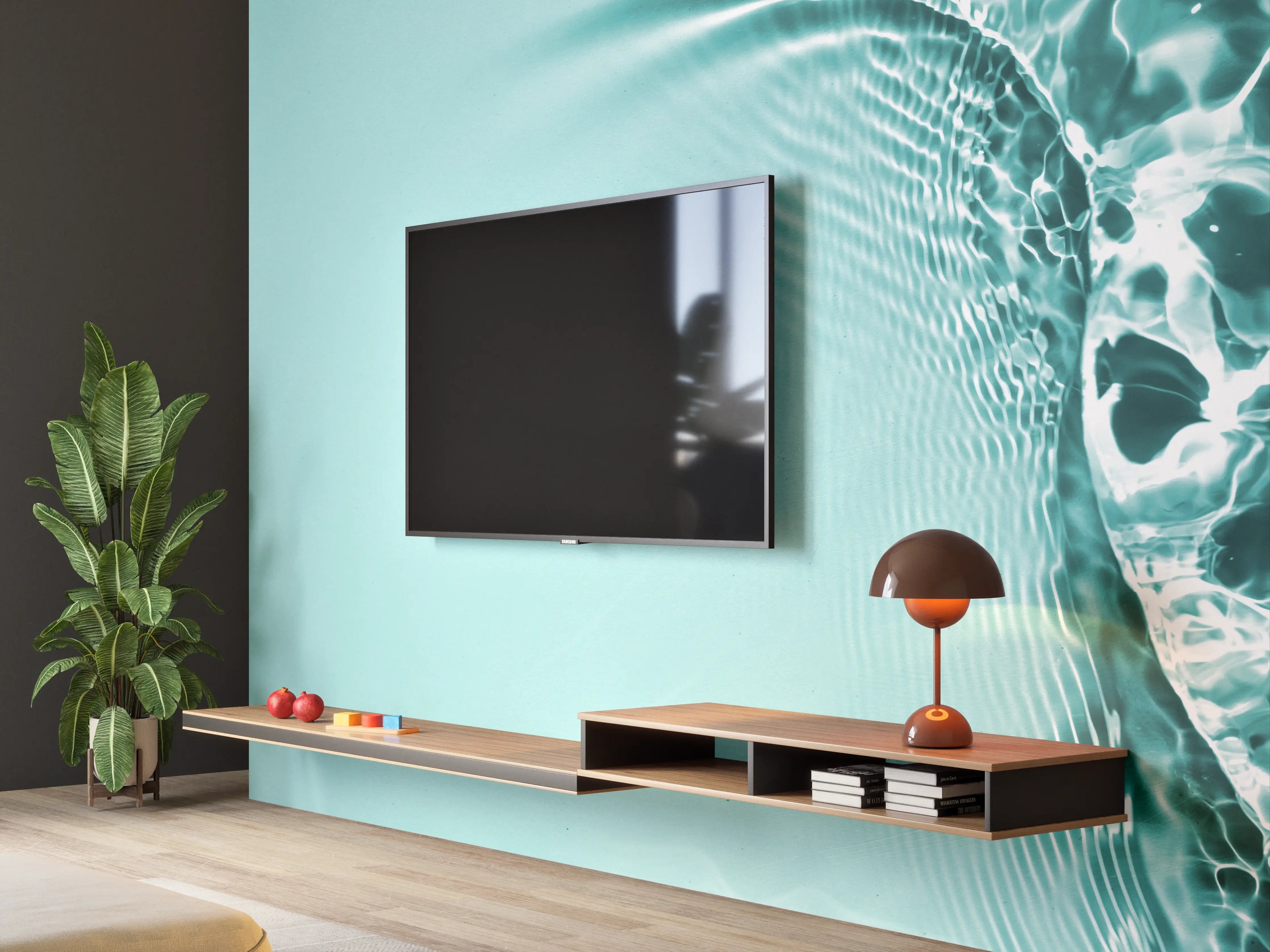 Wandverkleidung Wohnzimmer - Türkisblaues Wasser mit Lichtreflexen