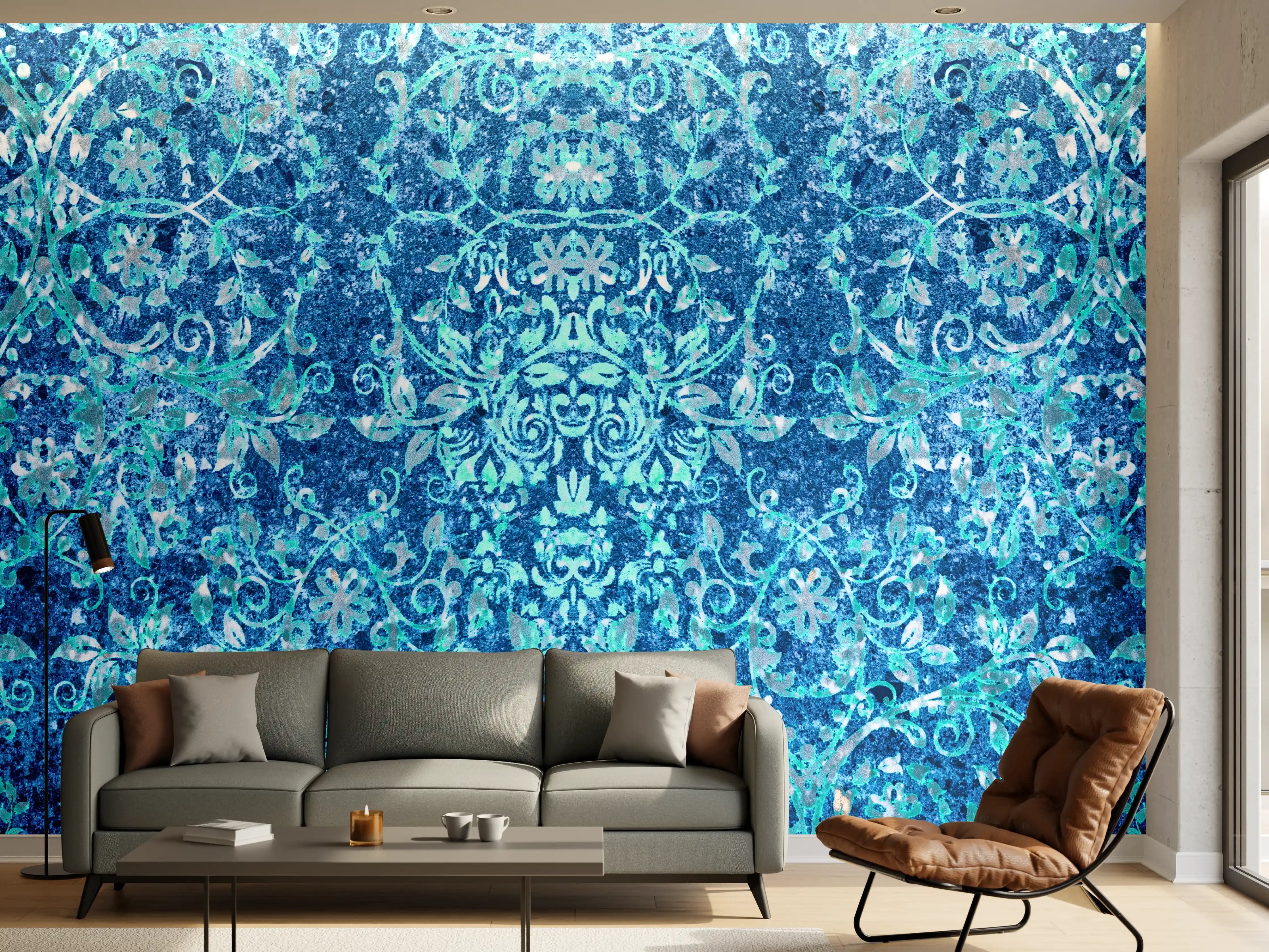 Wandverkleidung Wohnzimmer - Türkise Aquamarin Wand Textur