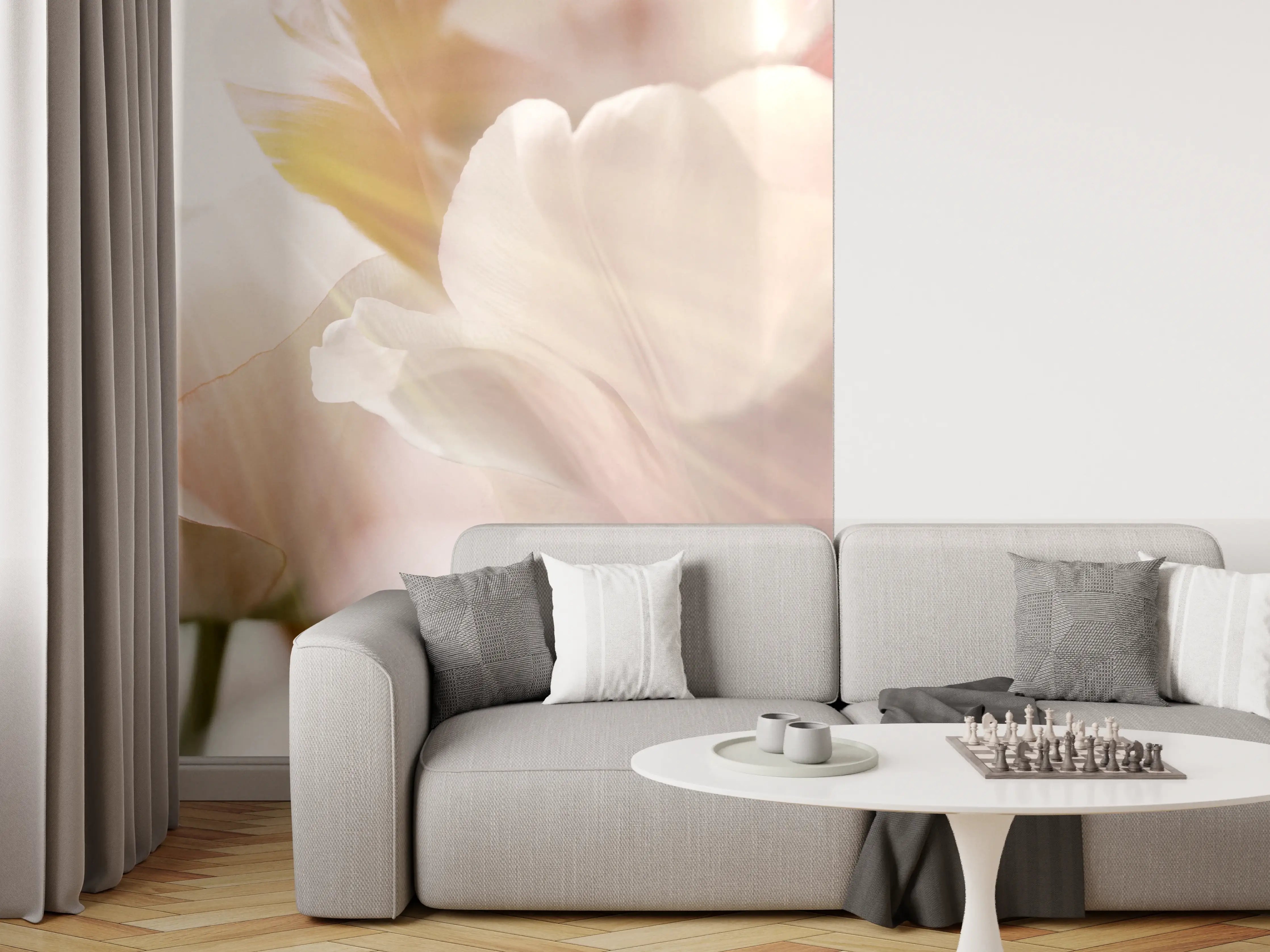 Wandverkleidung Wohnzimmer - Tulpen in Sonnenstrahlen