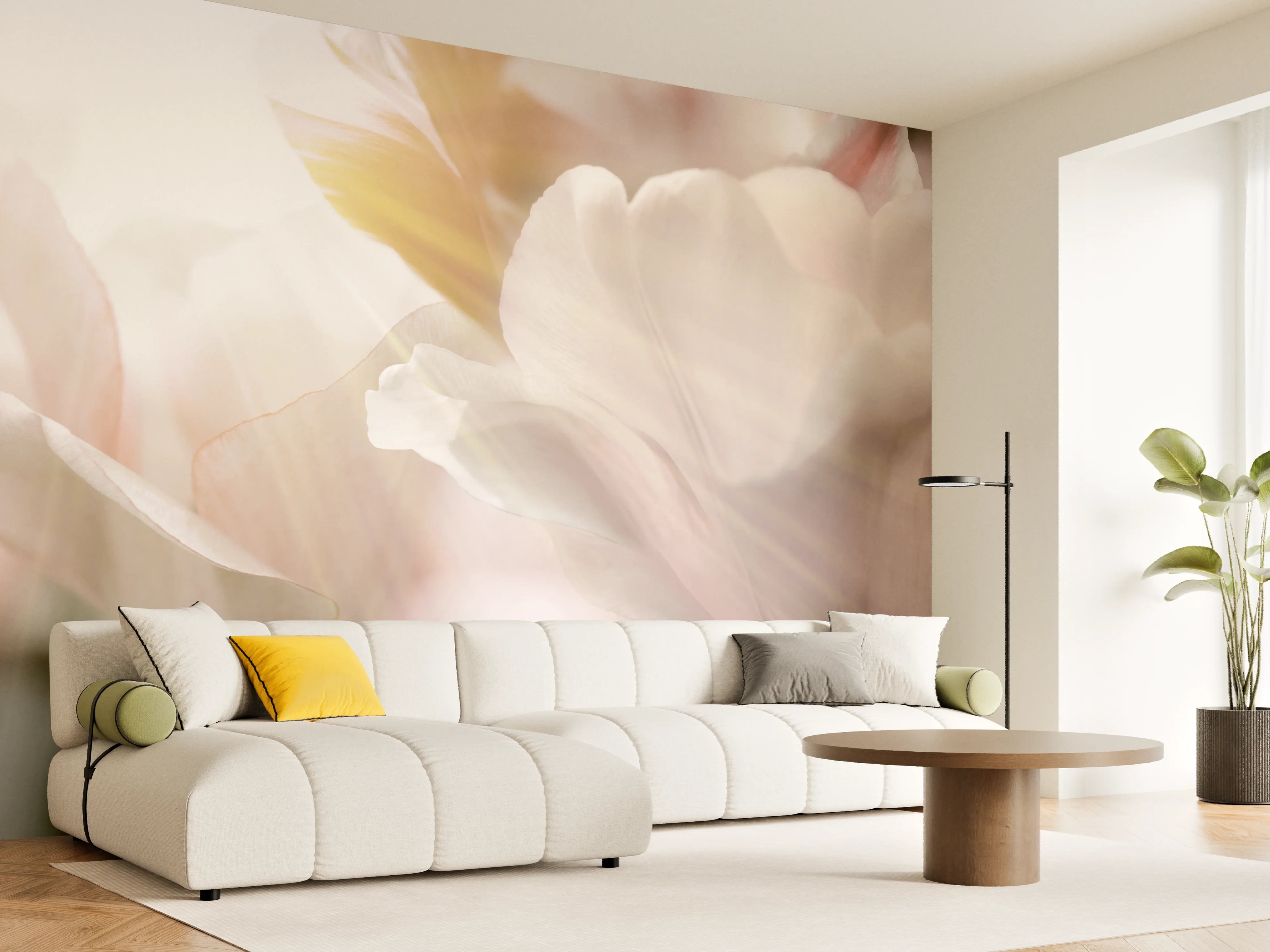 Wandverkleidung Wohnzimmer - Tulpen in Sonnenstrahlen