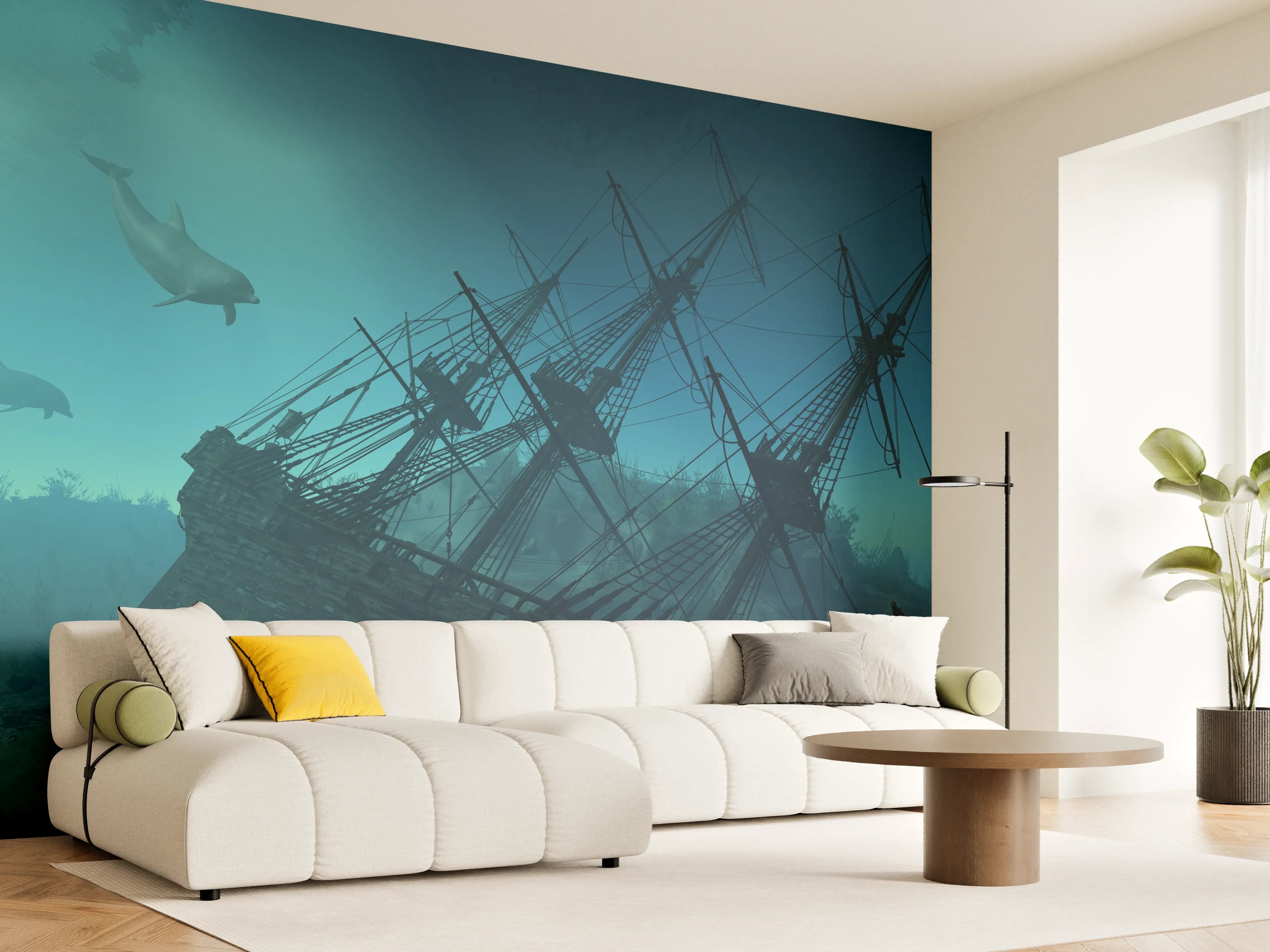 Wandverkleidung Wohnzimmer - Untergang eines alten Segelschiffs