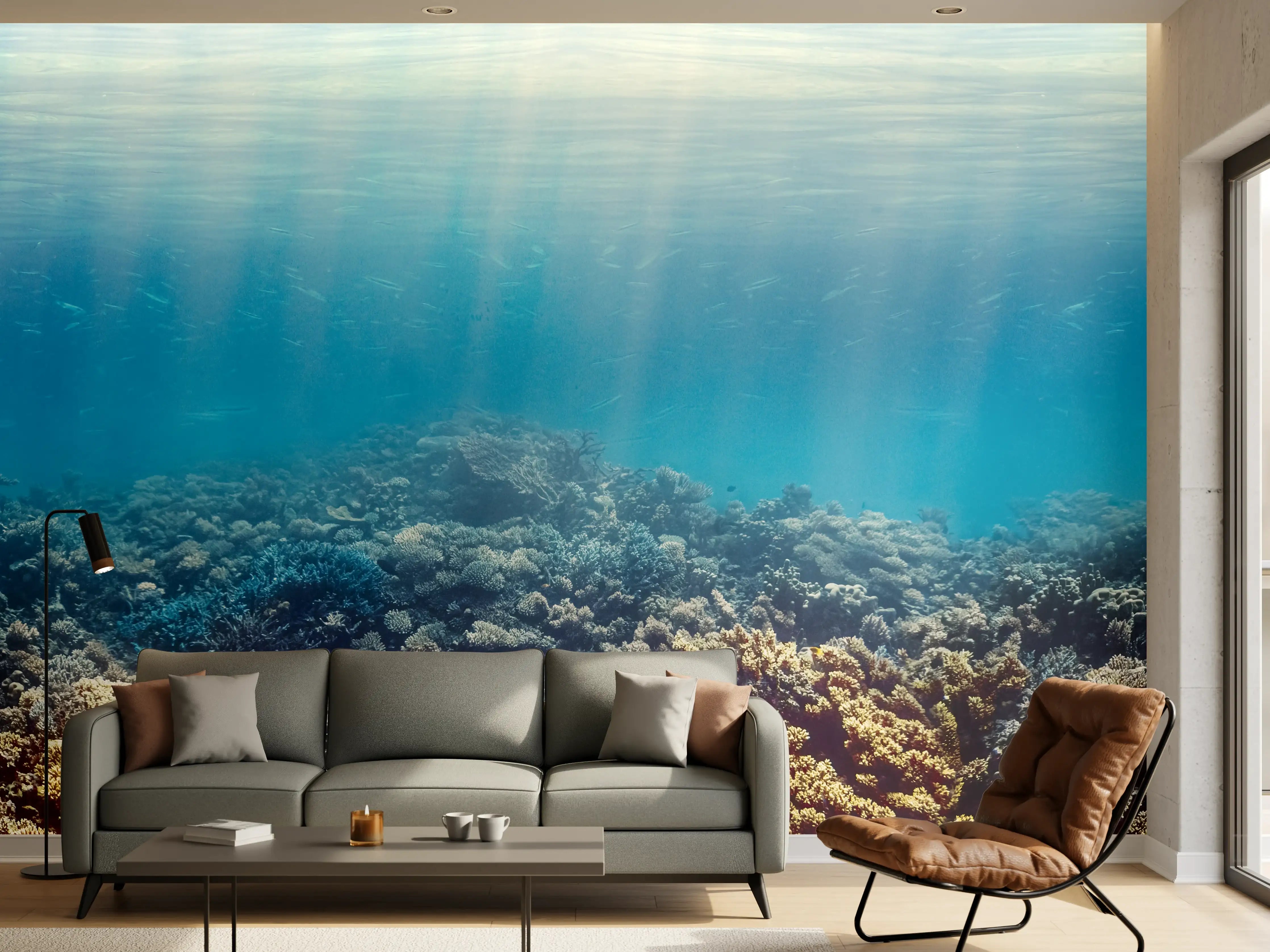 Wandverkleidung Wohnzimmer - Unterwasser-Korallenriff im Roten Meer