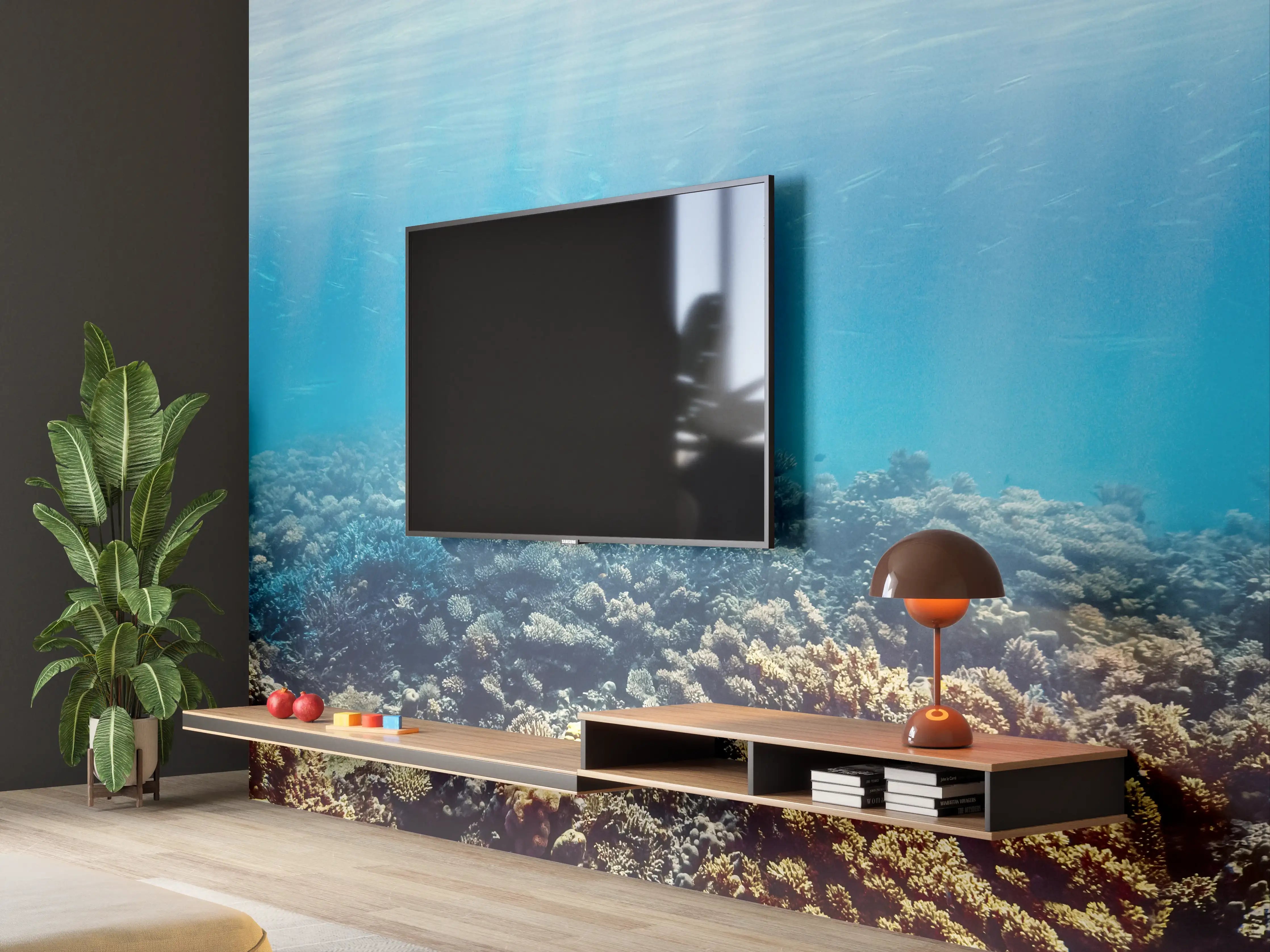 Wandverkleidung Wohnzimmer - Unterwasser-Korallenriff im Roten Meer