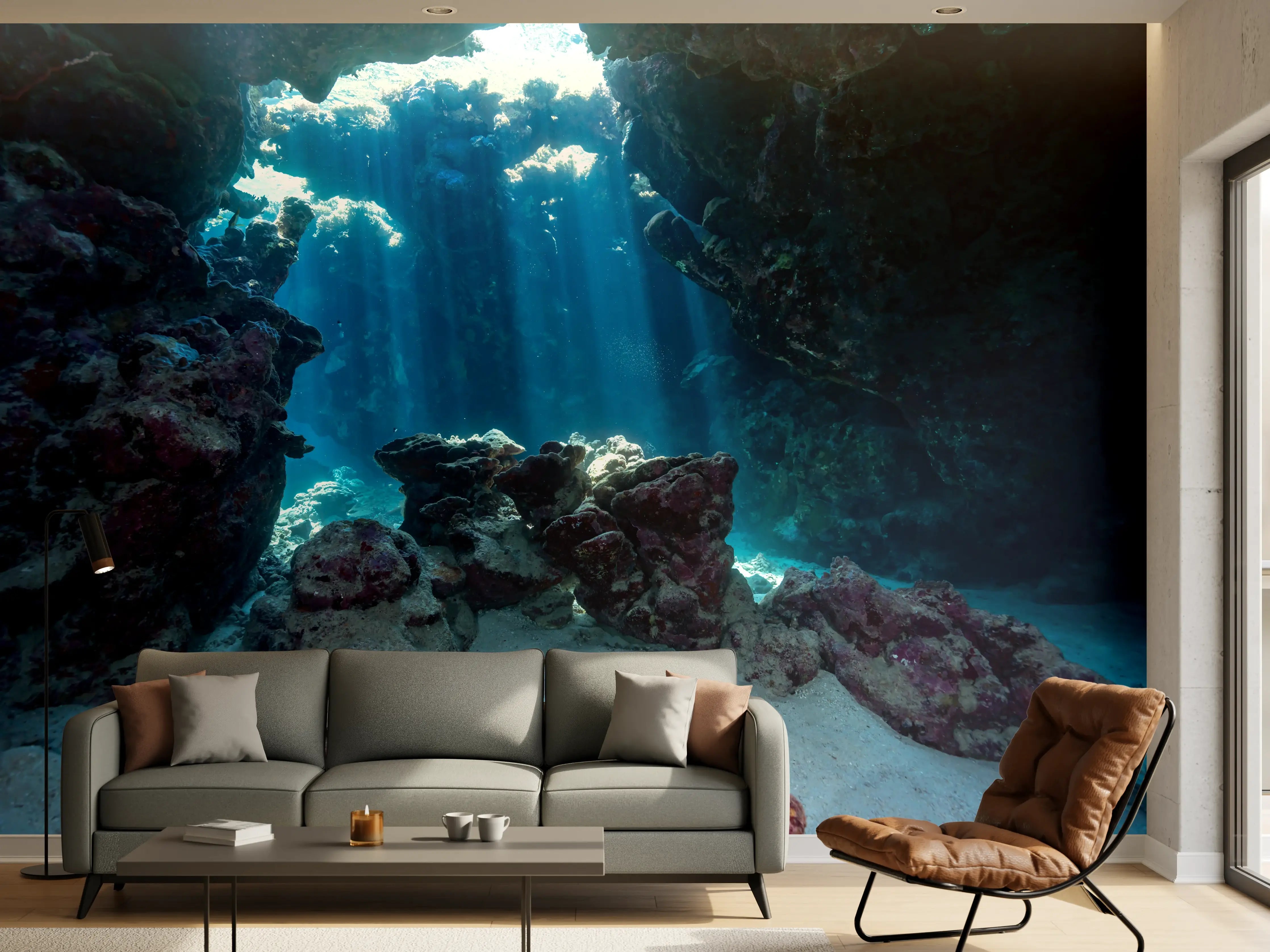 Wandverkleidung Wohnzimmer - Unterwasseransicht eines Riffs