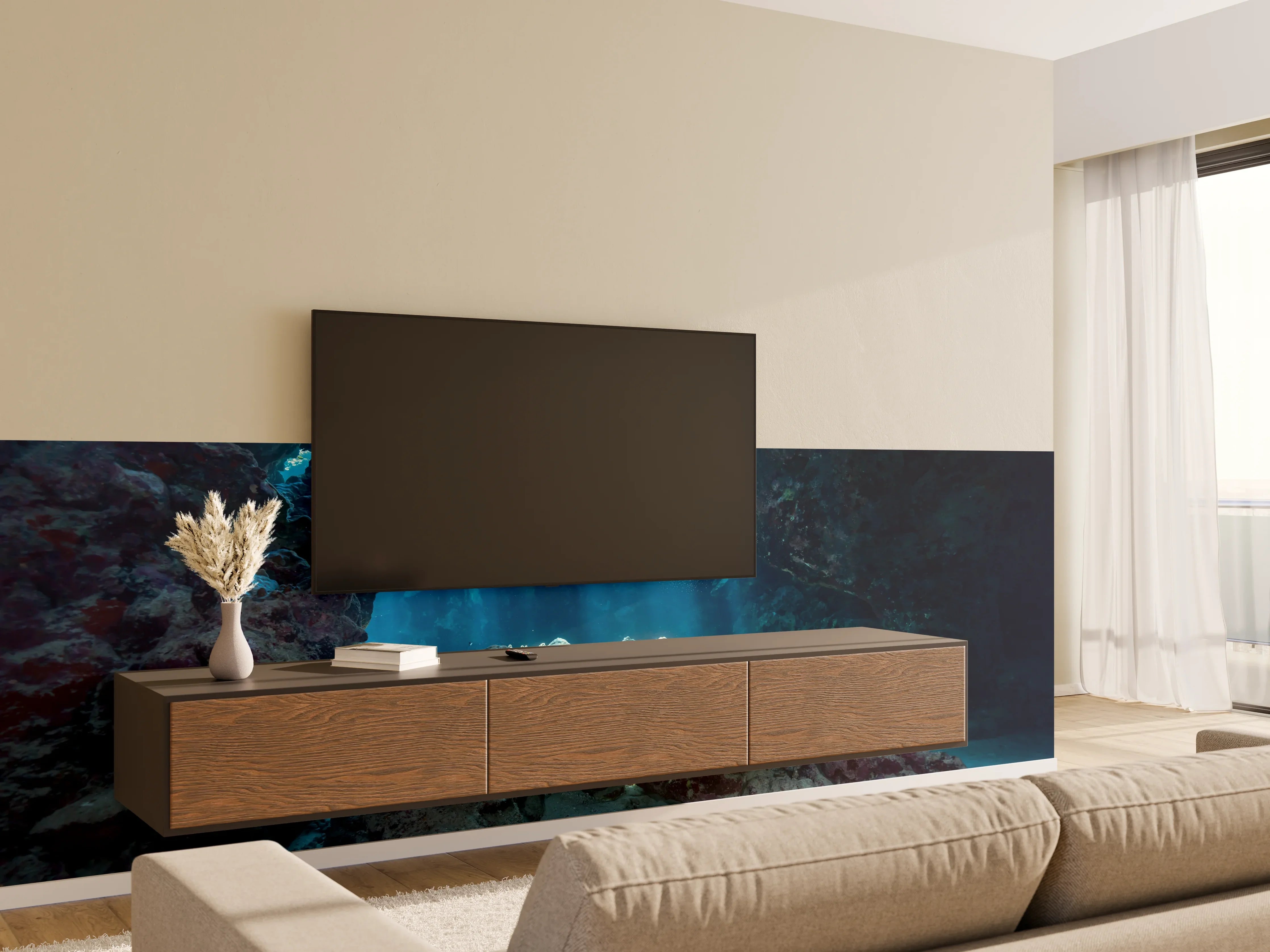 Wandverkleidung Wohnzimmer - Unterwasseransicht eines Riffs