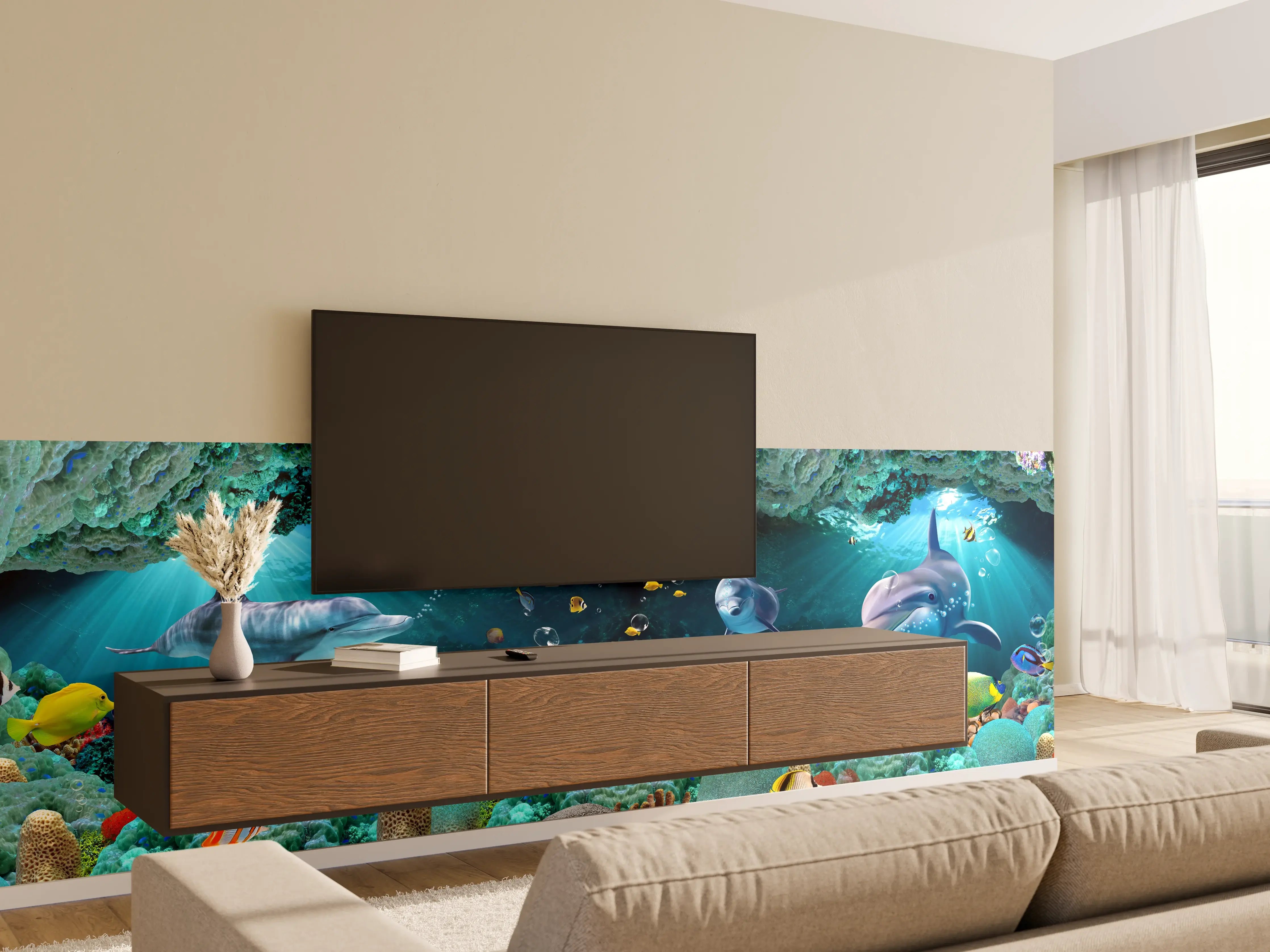 Wandverkleidung Wohnzimmer - Unterwasserwelt - Grafik