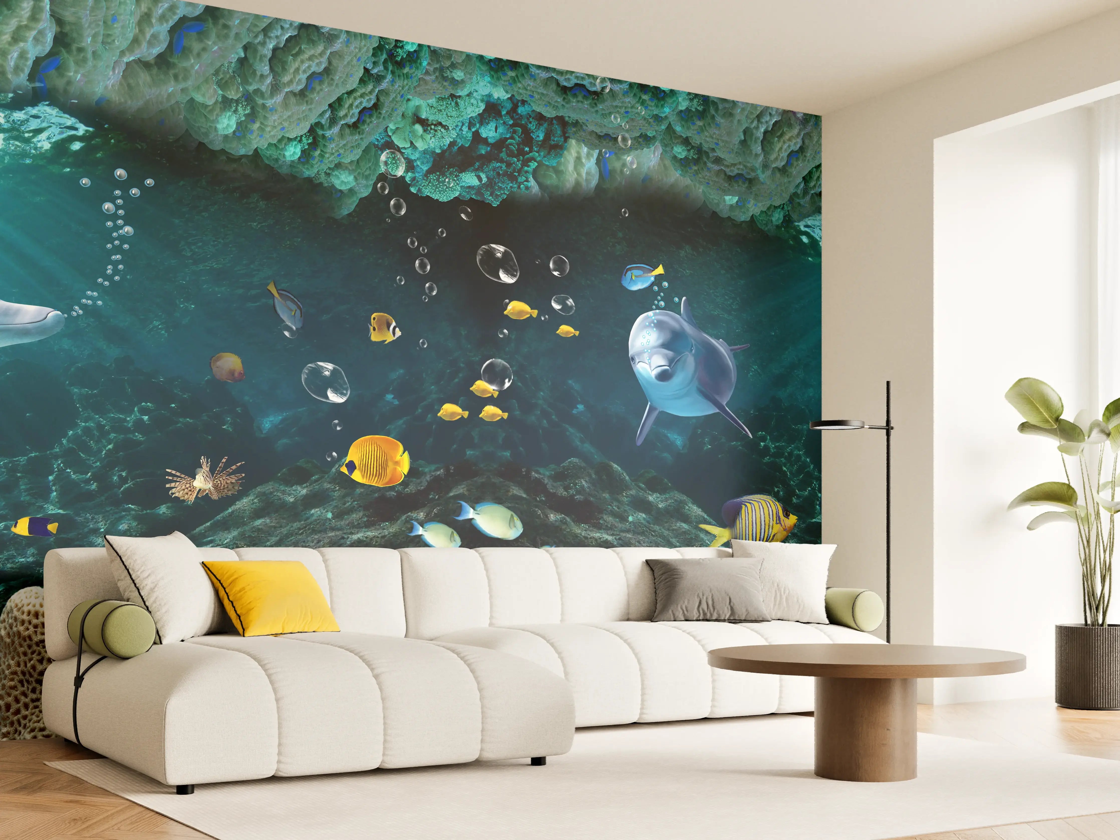 Wandverkleidung Wohnzimmer - Unterwasserwelt - Grafik