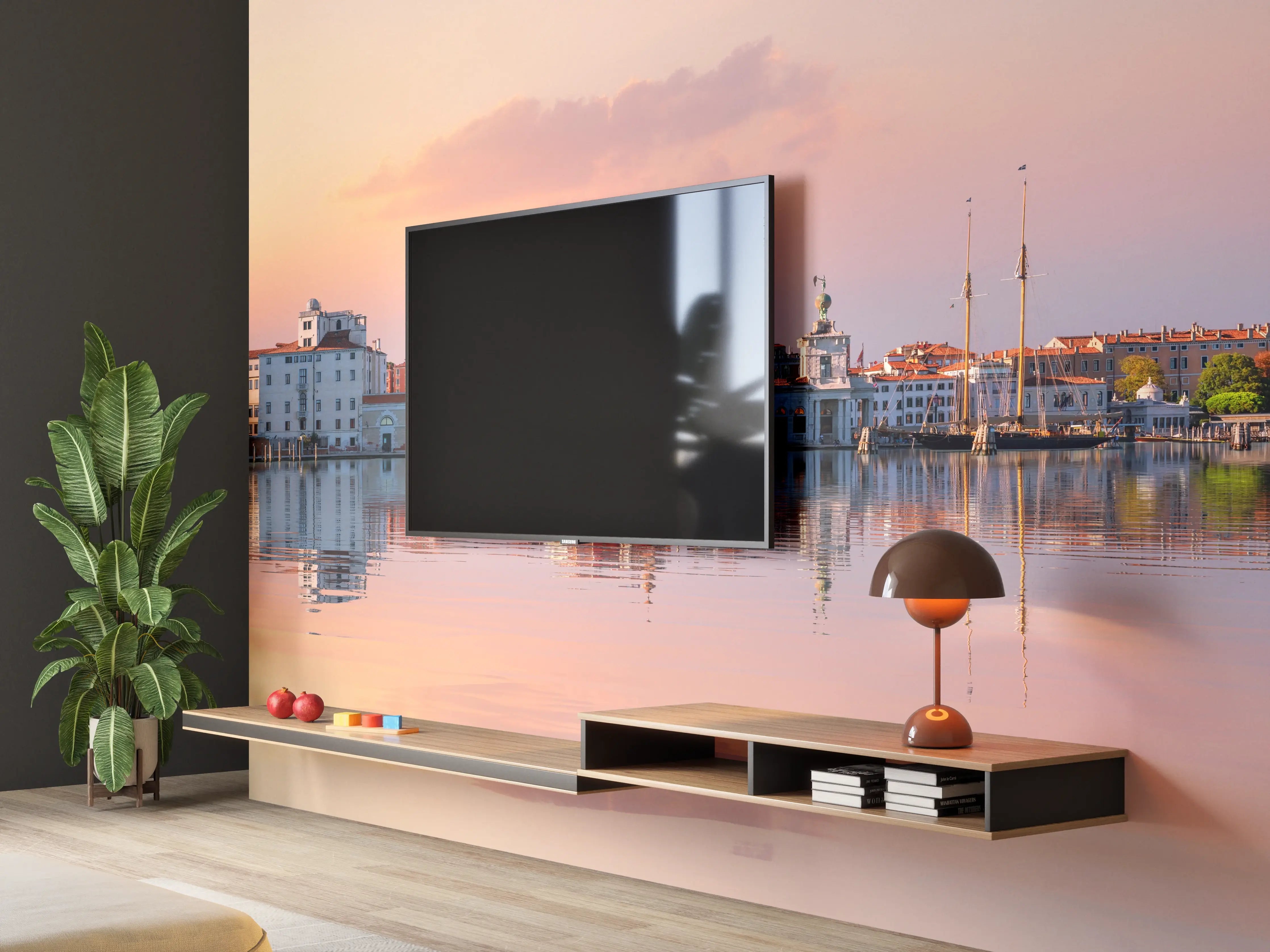 Wandverkleidung Wohnzimmer - Venedig-Panorama bei Sonnenuntergang