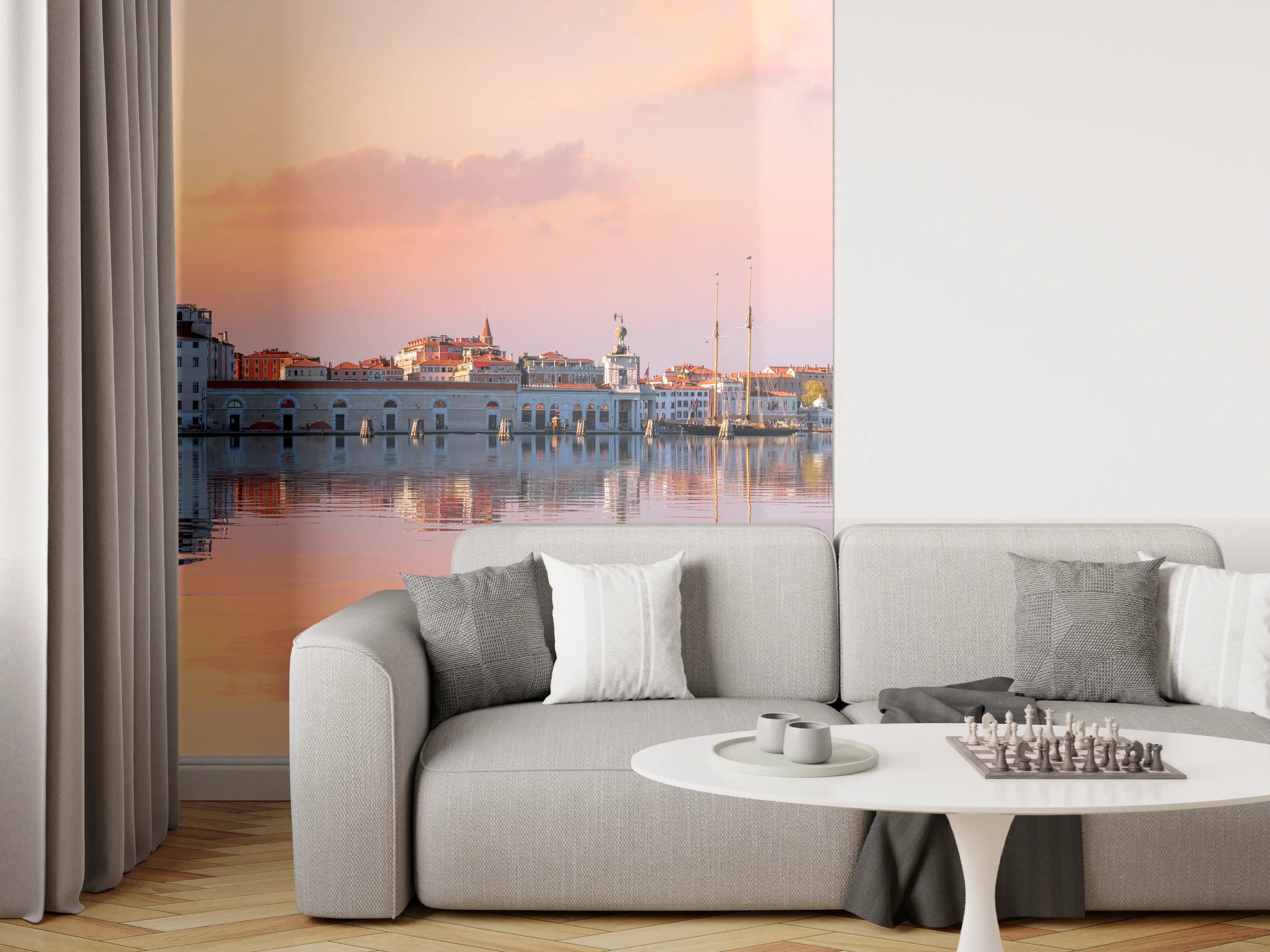 Wandverkleidung Wohnzimmer - Venedig-Panorama bei Sonnenuntergang