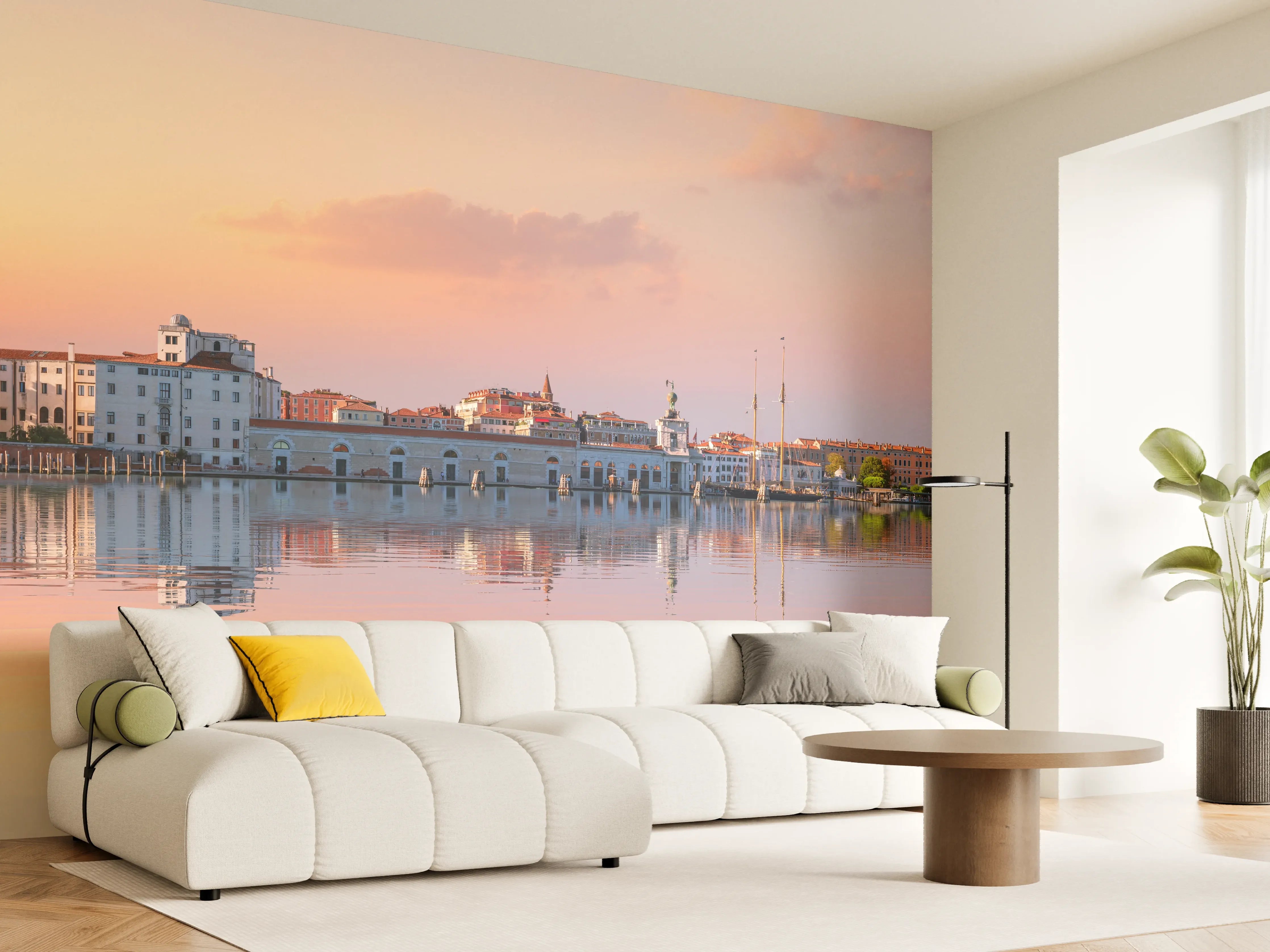 Wandverkleidung Wohnzimmer - Venedig-Panorama bei Sonnenuntergang