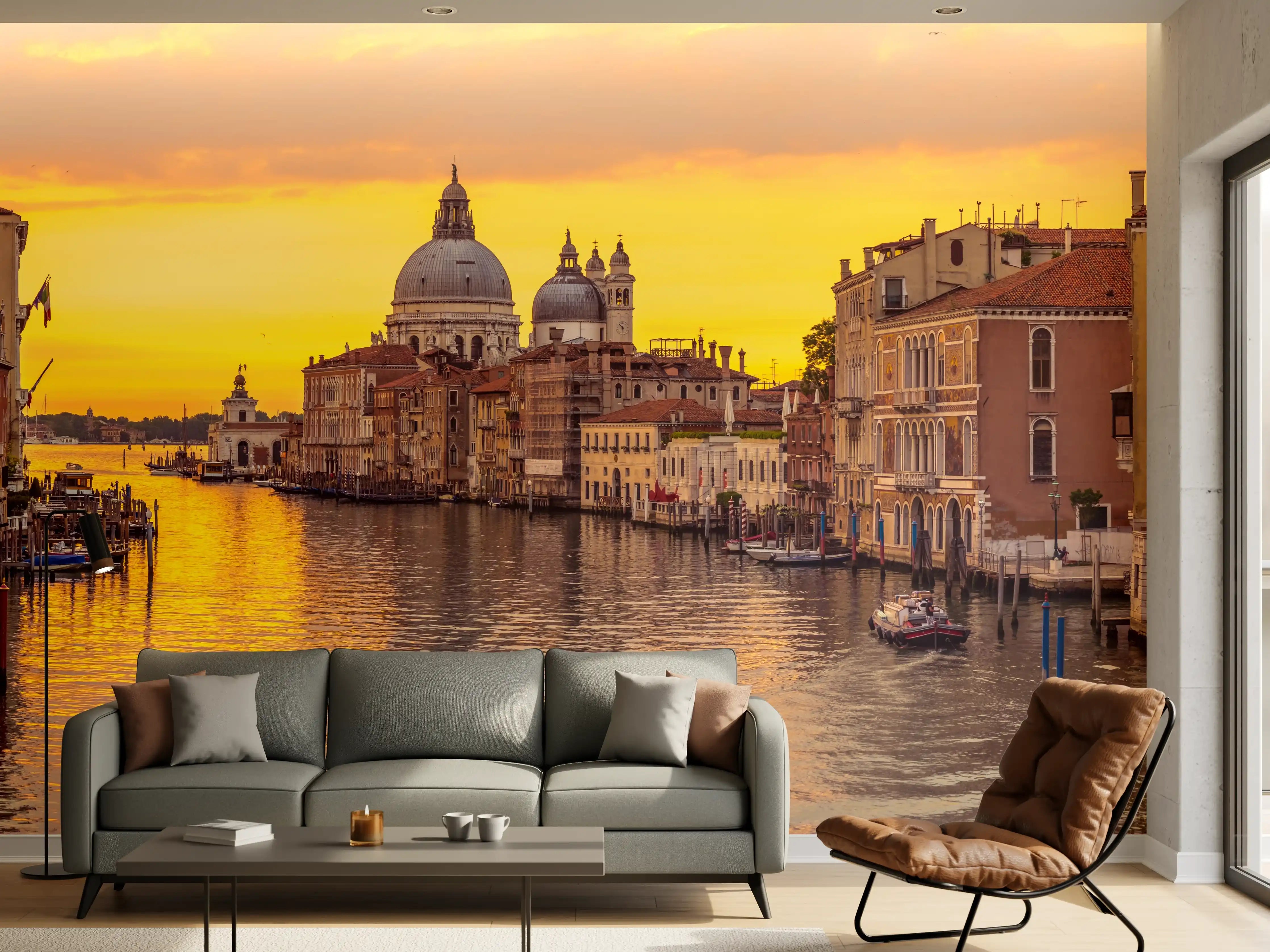 Wandverkleidung Wohnzimmer - Venedig Skyline Sonnenuntergang